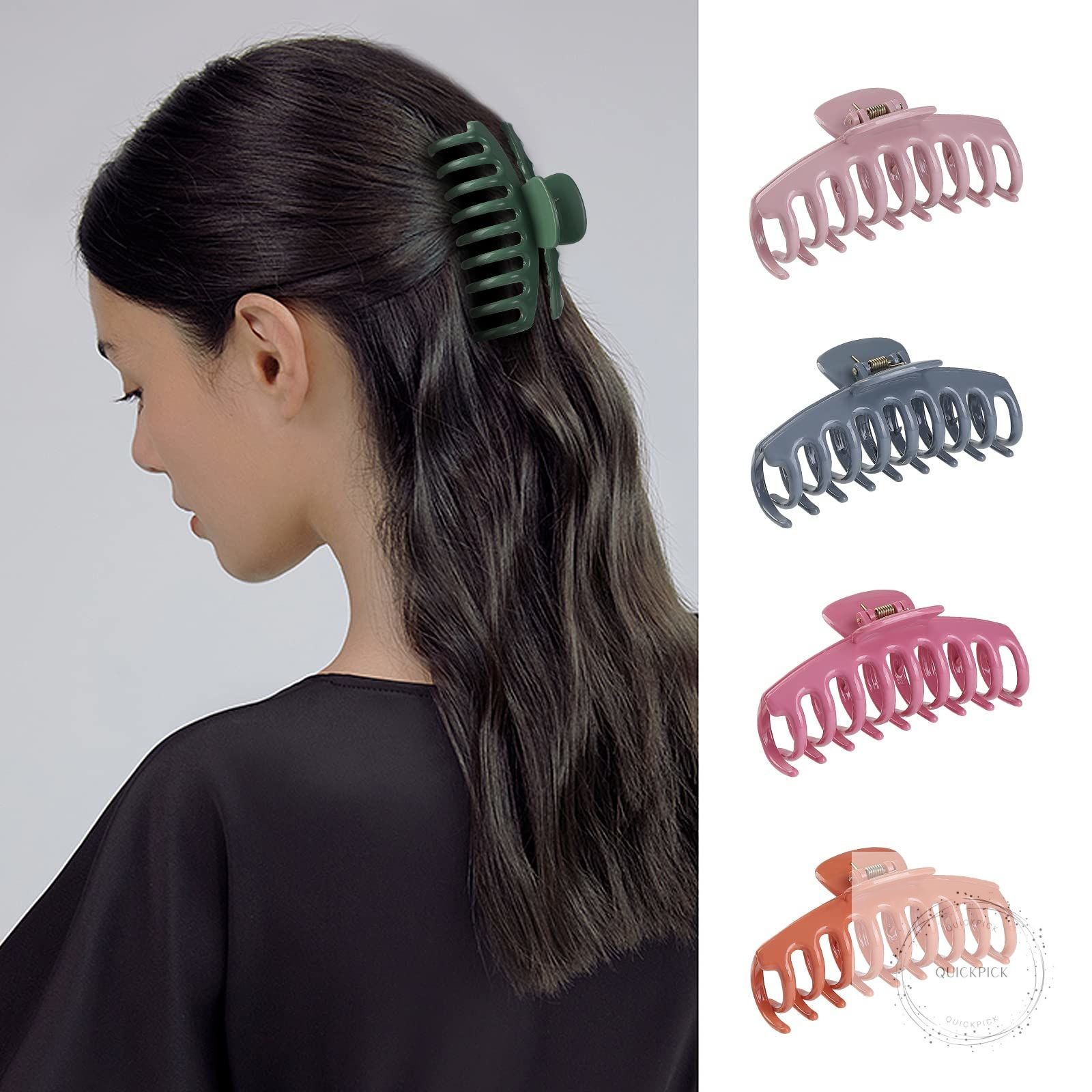 12 Pack Hair Claw Clips Large 4.3 Inch Hair Clips Stylish Barrettes in 12 Colors
