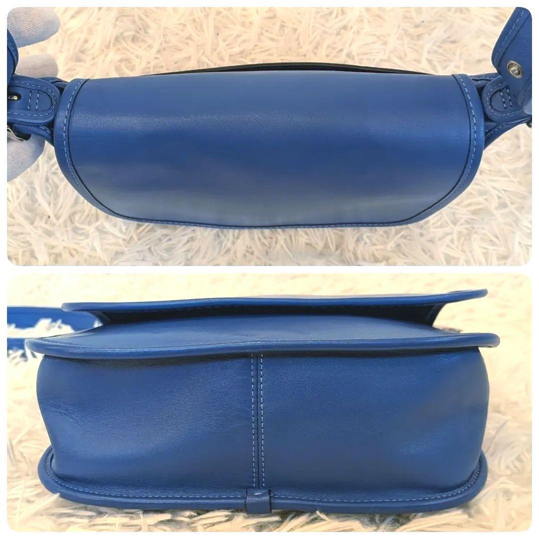 Coach Blue Studded Leather Shoulder Bag 8.3×7.9×3.1in Used