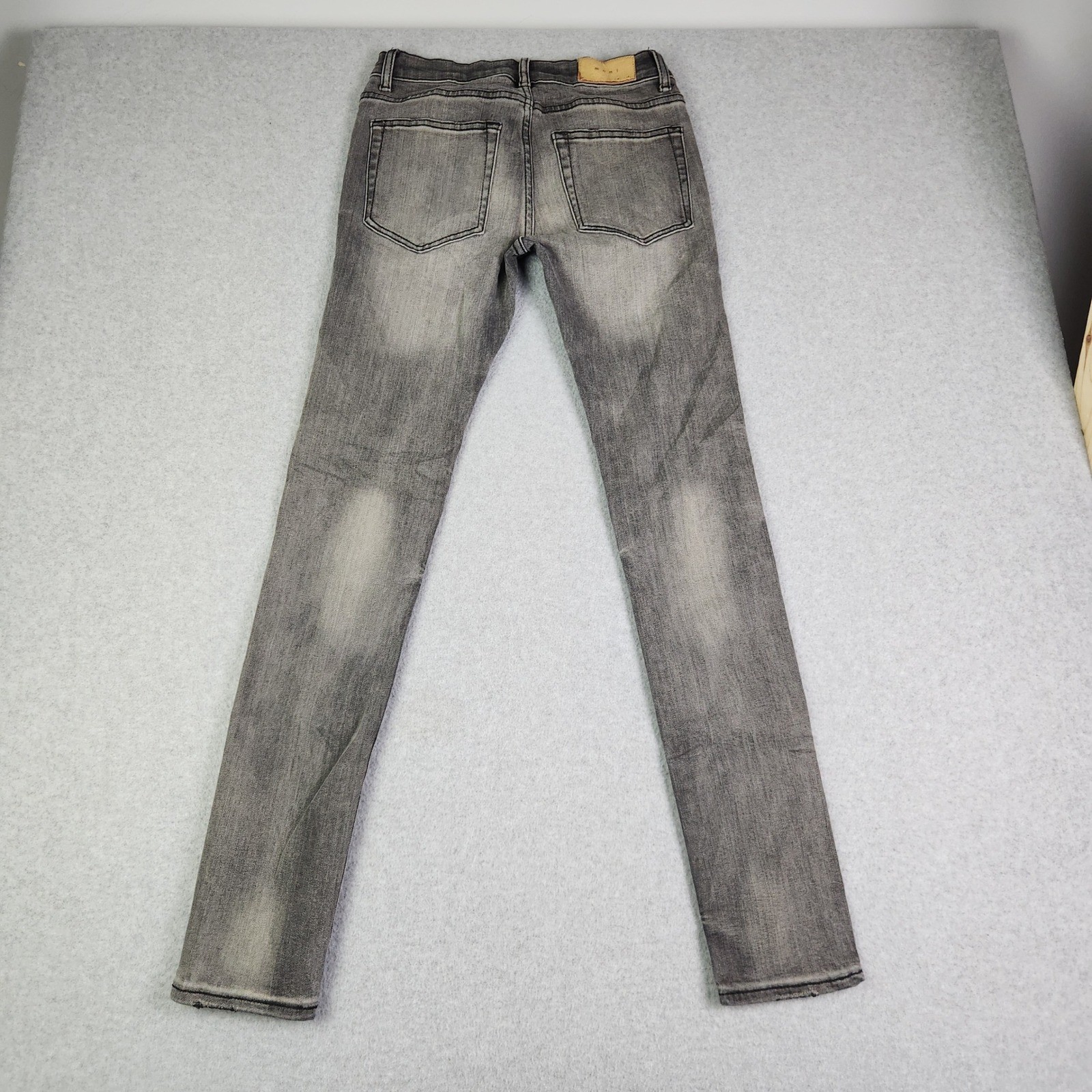 Mnml Jeans Womens 29 Gray Denim Faded Stretch Streetwear Distressed Skinny Leg