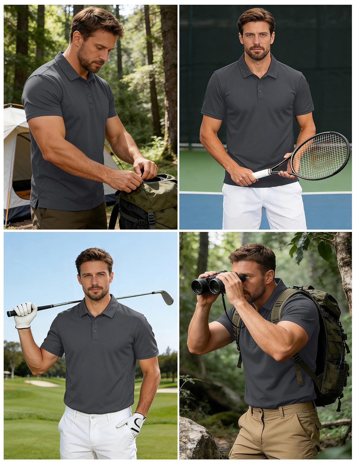 Men’s Polo Shirts Short Sleeve Quick Dry Casual Golf Sport Team Work Tactical T