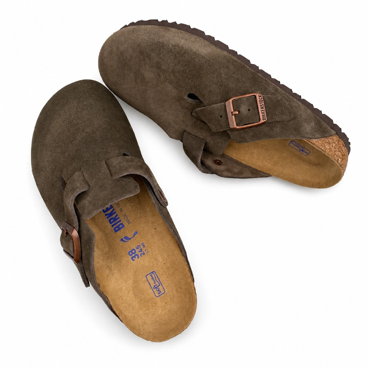 Birkenstock Boston Soft Footbed Suede Leather Mocha Clog New