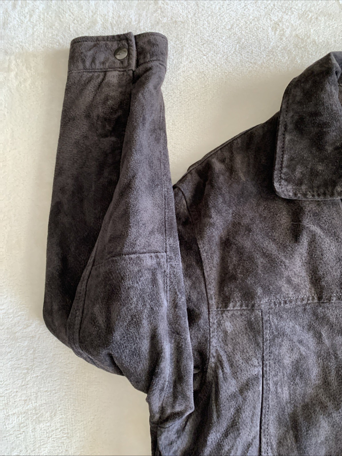 Dockers Premium Mens Suede Leather Coat – Dark Brown – Size Medium Preowned