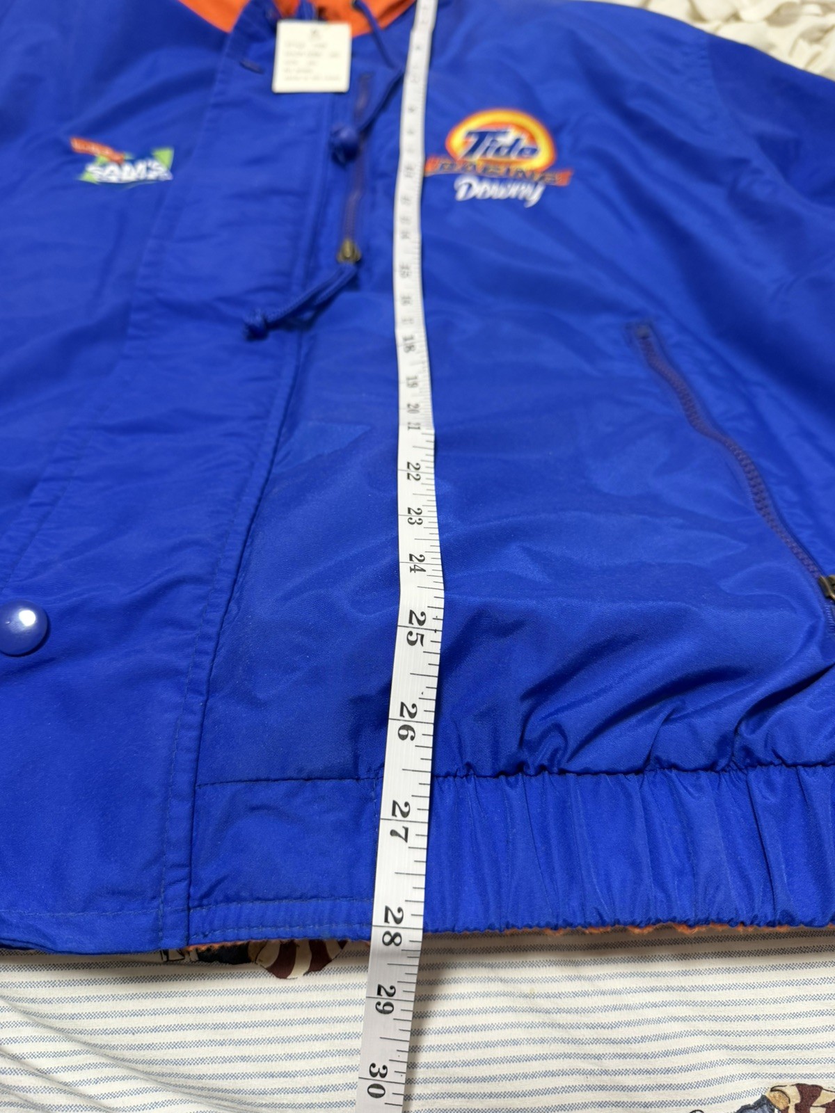 Vintage Tide Racing Jacket Mens XL Reversible Hooded Downy Embroidered 90s