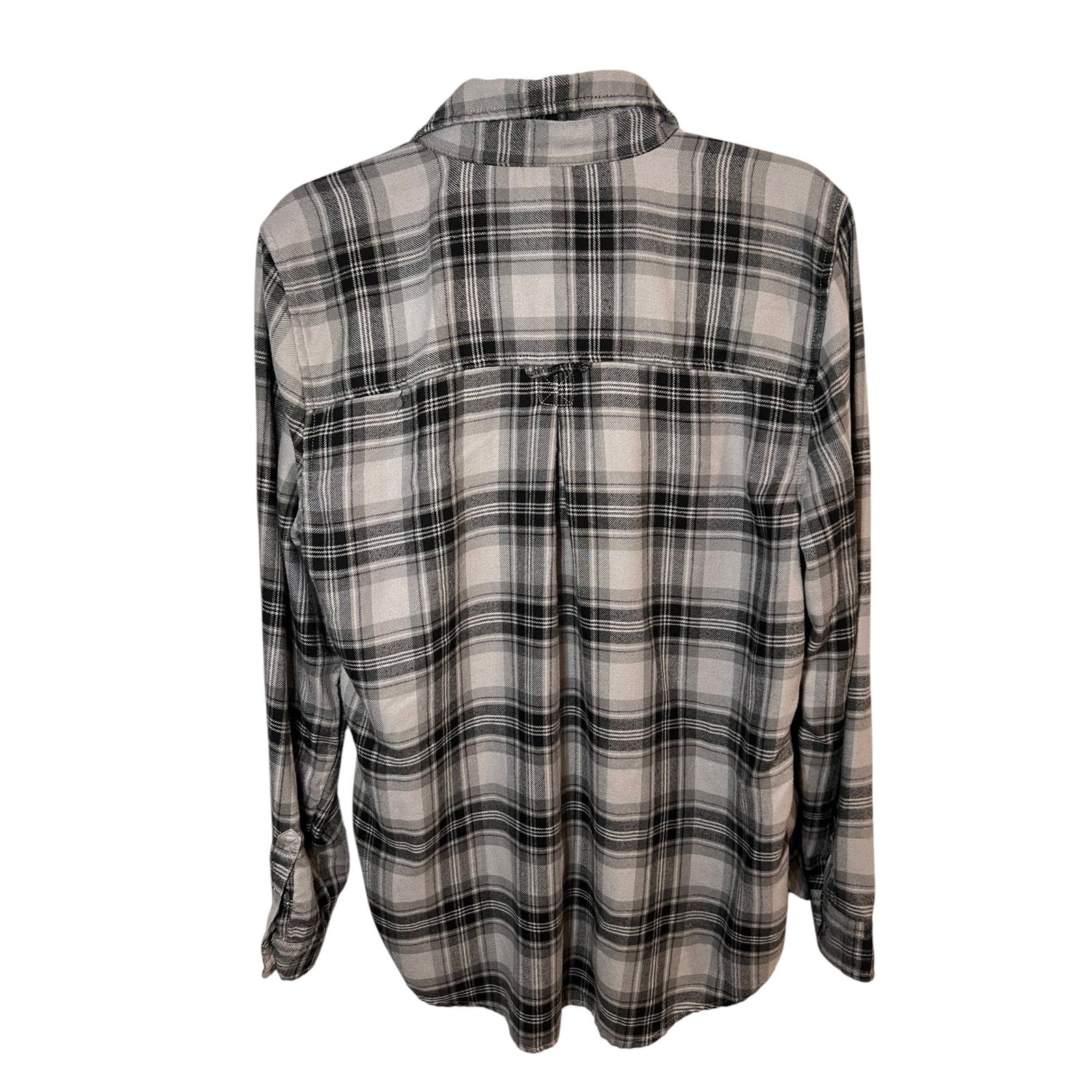 American Eagle Boyfriend Plaid Cabincore Soft Flannel Grunge Button Down Large