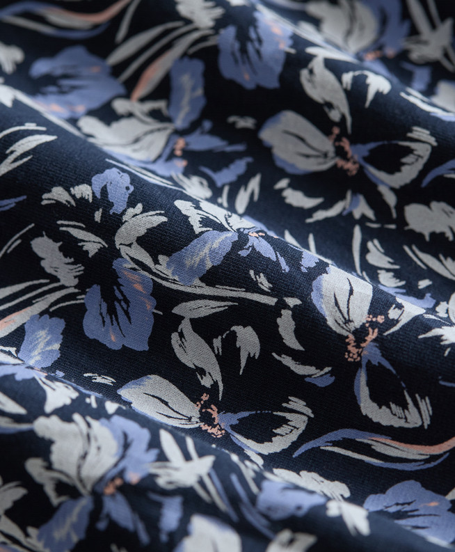 PACT Organic Fit & Flare Square Neck Dress, Paradise Petals Navy Blue (NEW)