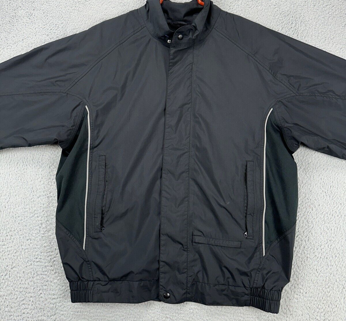 Dryjoys Footjoy Jacket Mens Medium Black Full Zip Windbreaker Pocket Long Sleeve