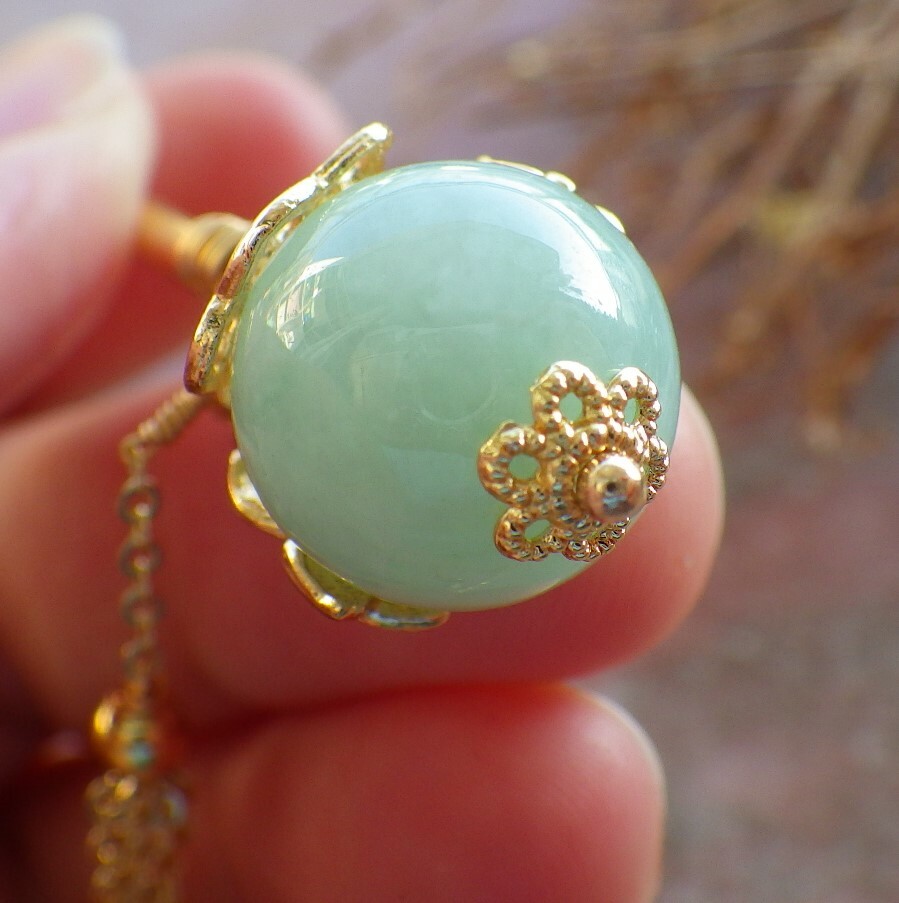 Certified Green Burma A Jade jadeite hairpin Hair pin bead 6 inches 543601 AS