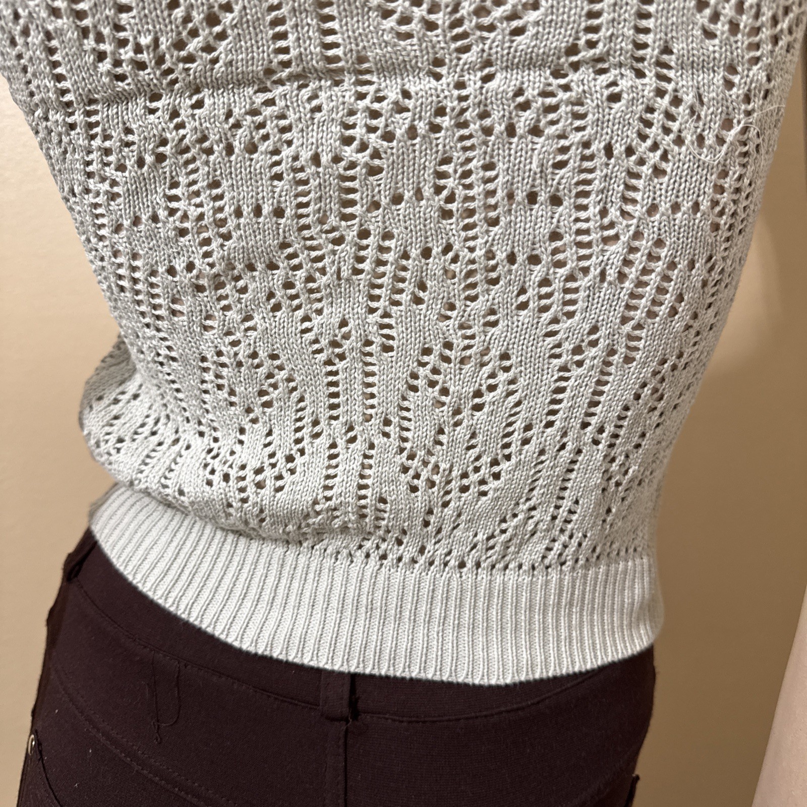 Women’s Light Blue Cotton Casual Stretch Buckle Knitted Pocket Size M/L Blouse