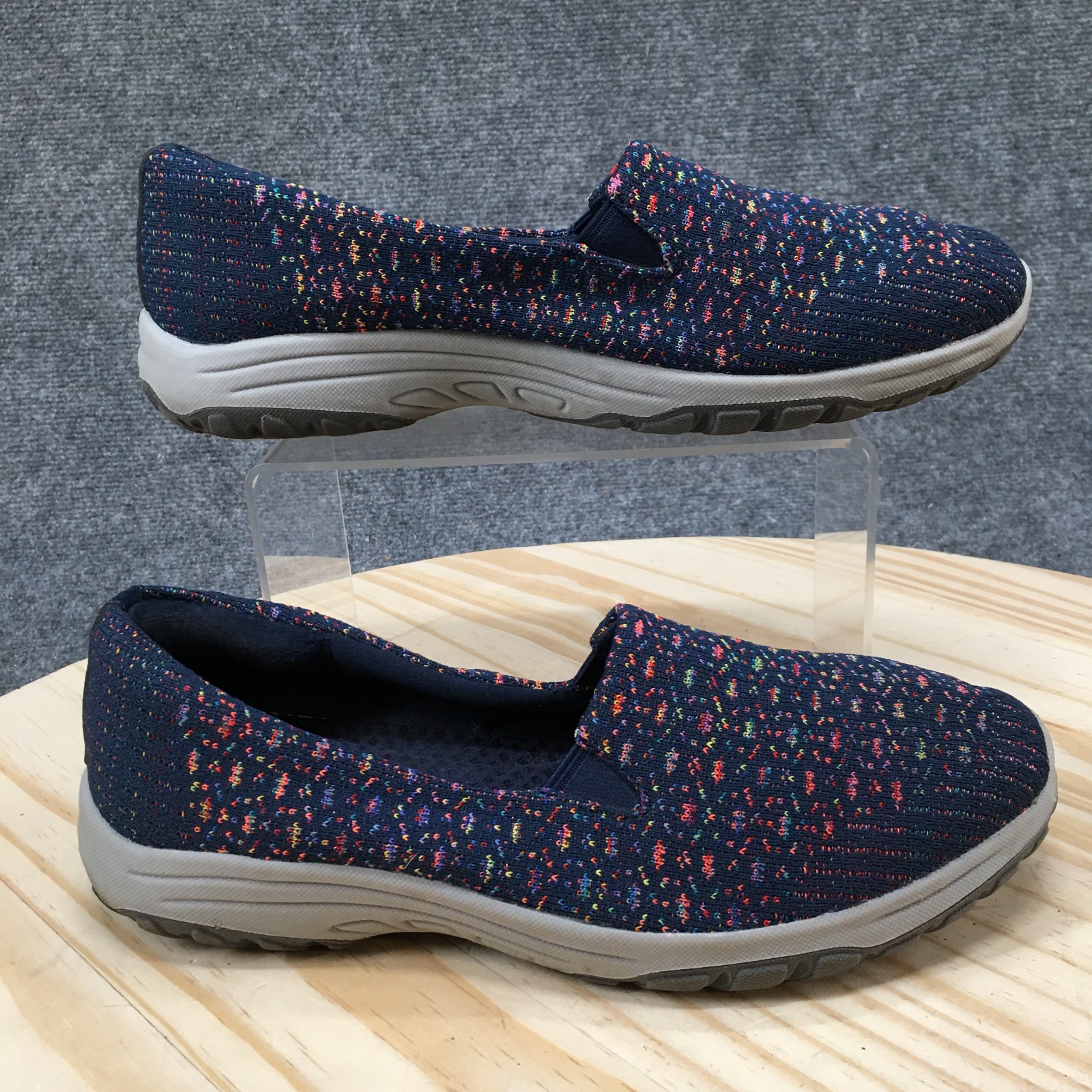 Skechers Reggae Fest 2.0 Walking Shoes Womens 8 Slip On Knit Multicolor 158389