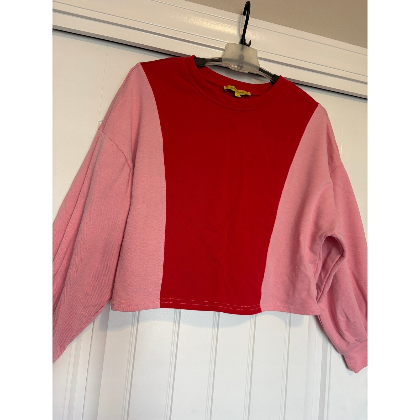 Circus NY by Sam Edelman Pink Red Colorblock Cropped Sweatshirt Womens Small