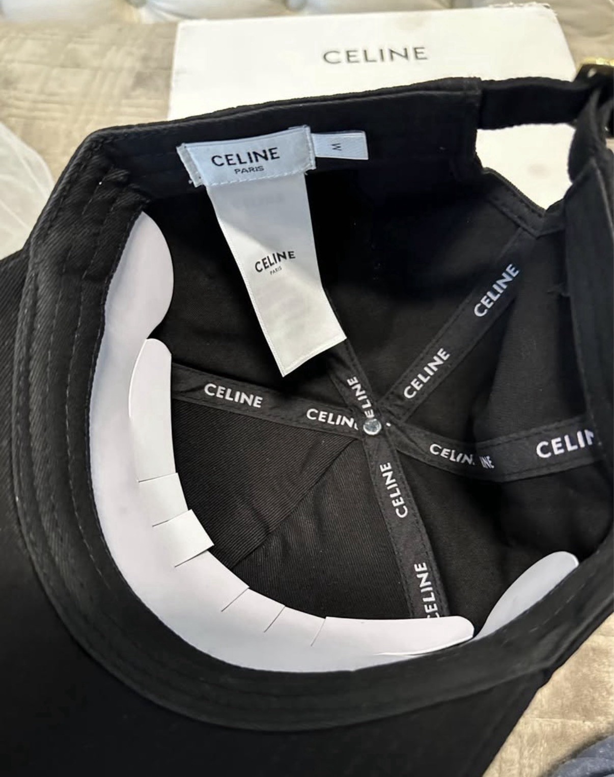 CELINE Black Logo Embroidered Adjustable Cotton Baseball Cap Women’s Size M