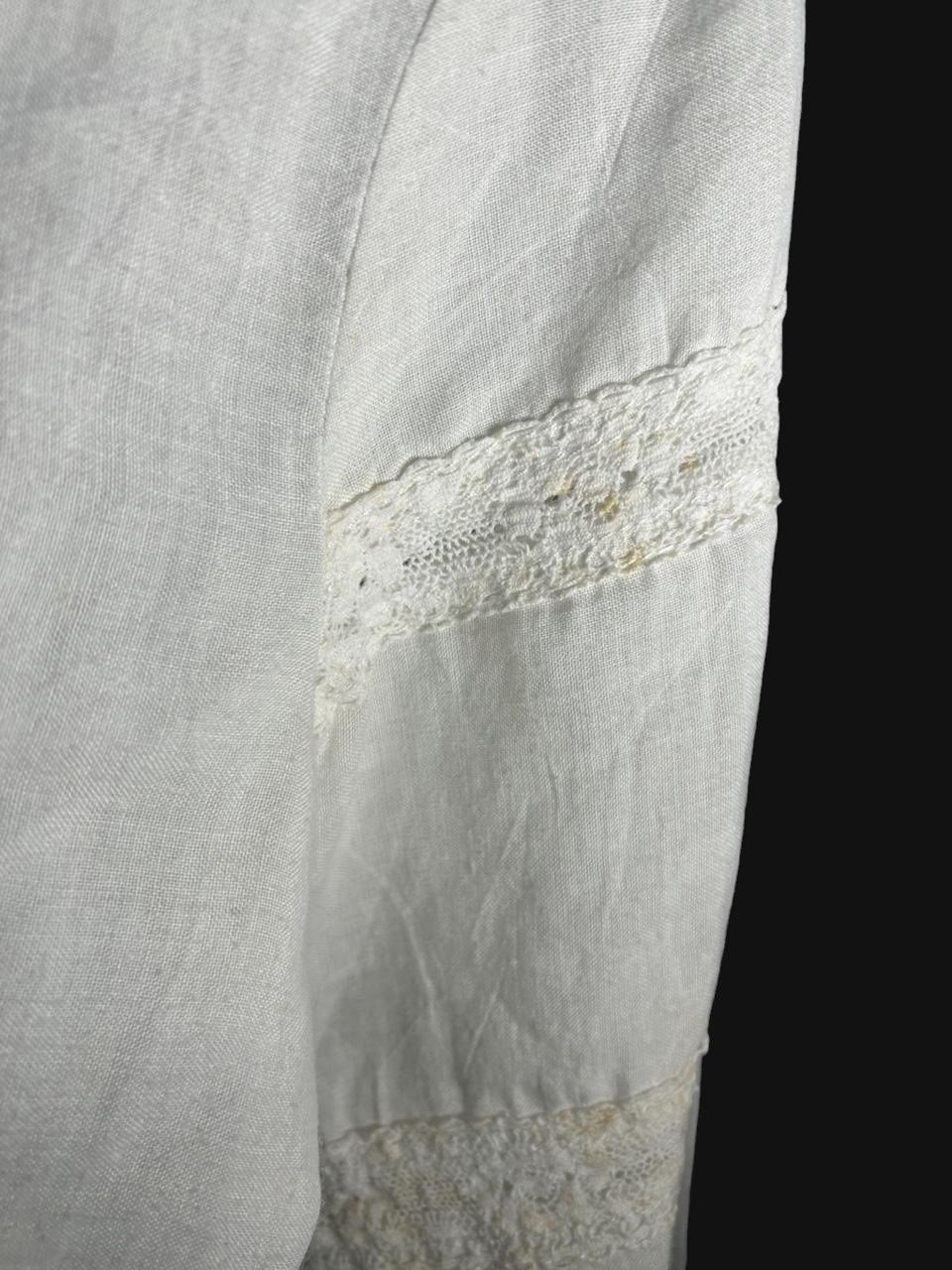 Vintage Cottagecore White Linen Blouse Sezane style M