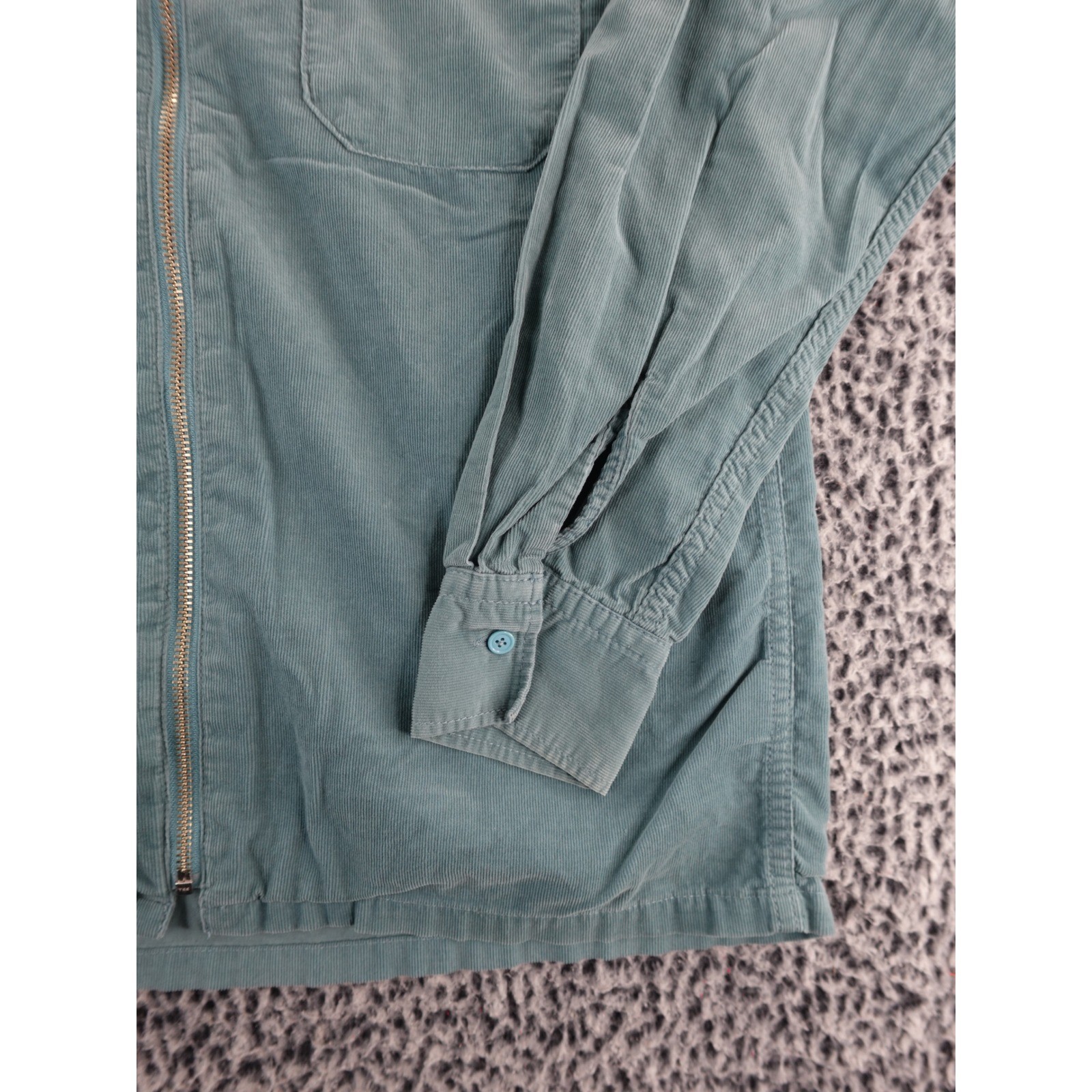 FTC Original Garments Corduroy Zip Up Shirt Jacket Teal Mens Medium