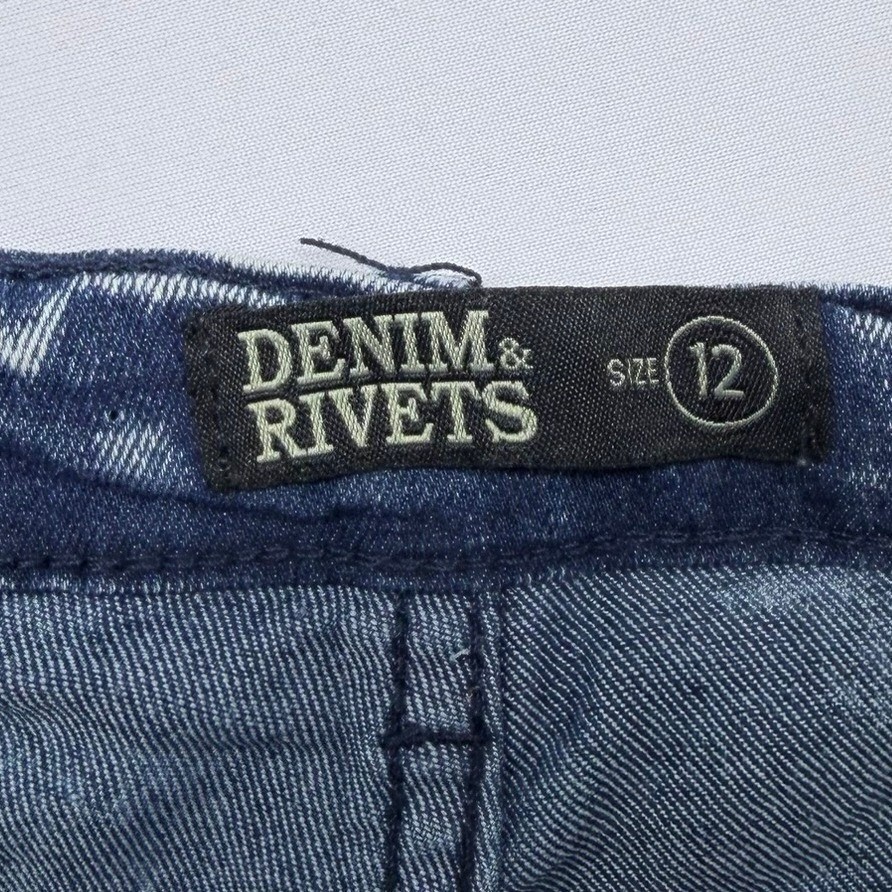 Denim & Rivets Mens Size 12 Blue Acid Wash Moto Biker Slim Stretch Jeans Ribbed