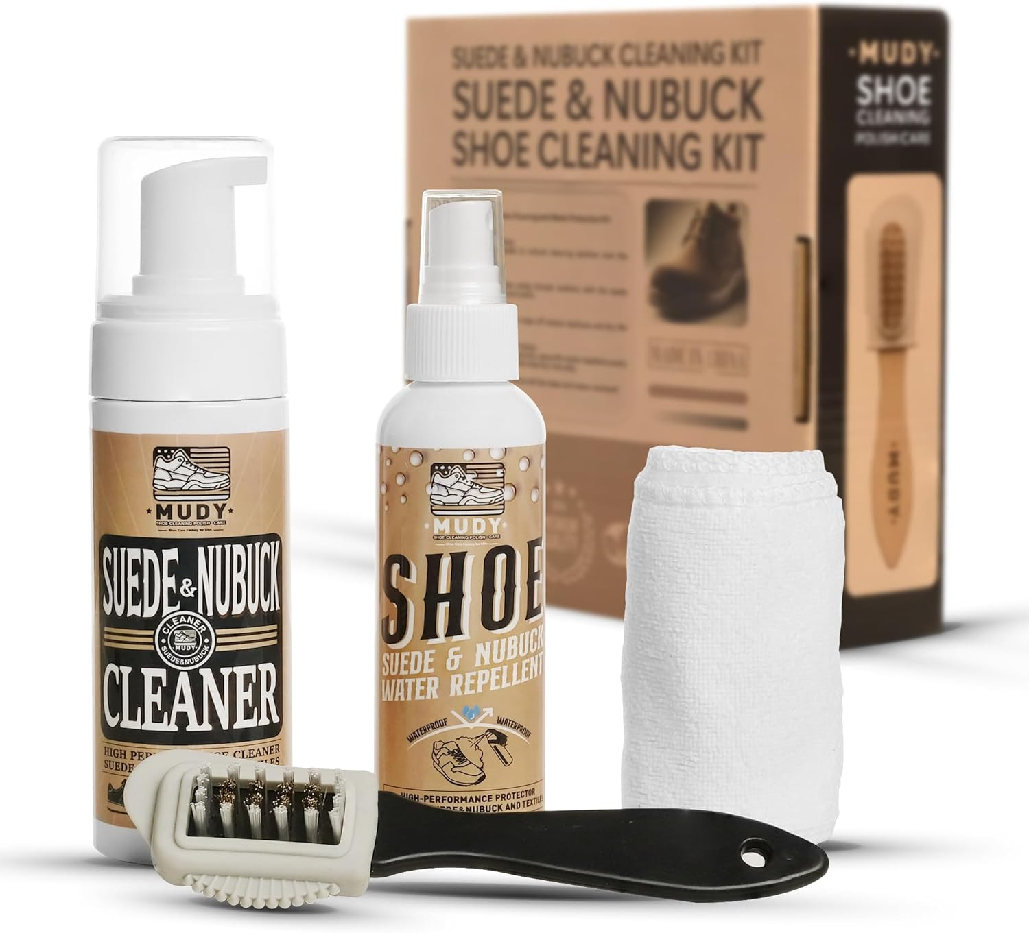 Suede Shoe Cleaner Nubuck Shoe Cleaner and Water Repellent with 4-Side Suede Bru