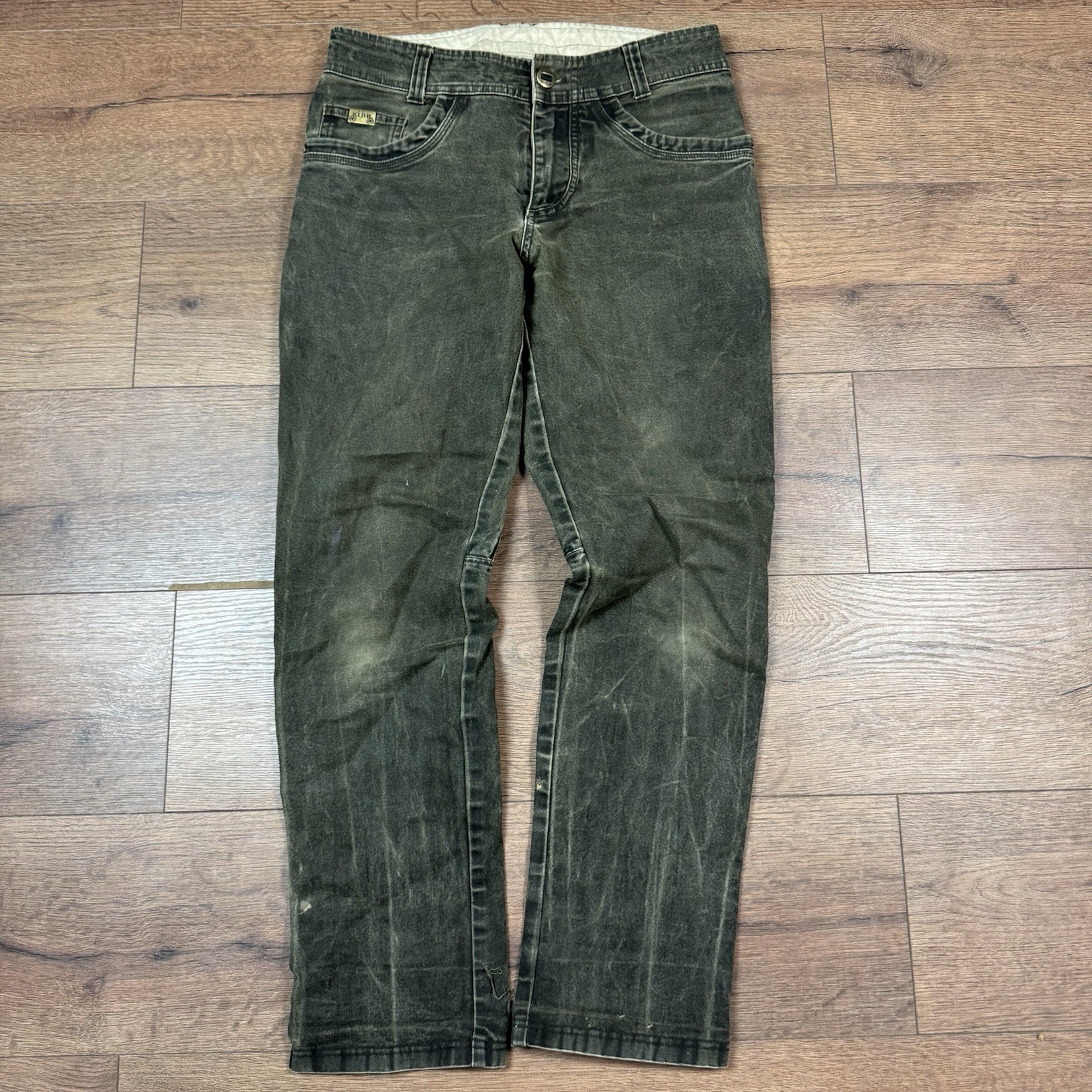 KÜHL Men’s Green Canvas Stretch Casual Pants 30W Slim Straight Flat Front