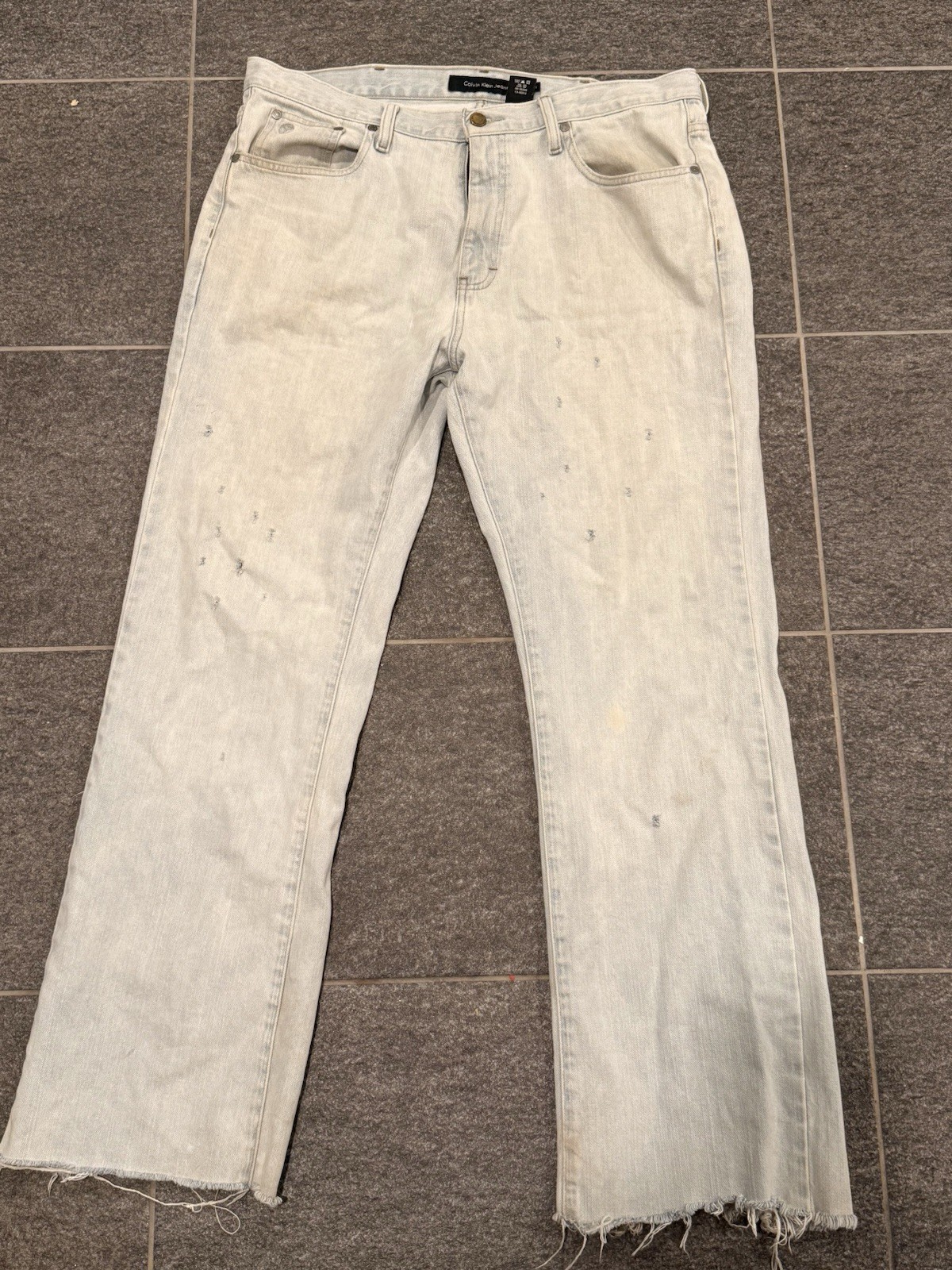 Calvin Klein Jeans Bootcut Light Wash Distressed Denim Jeans Size 36 100% Cotton