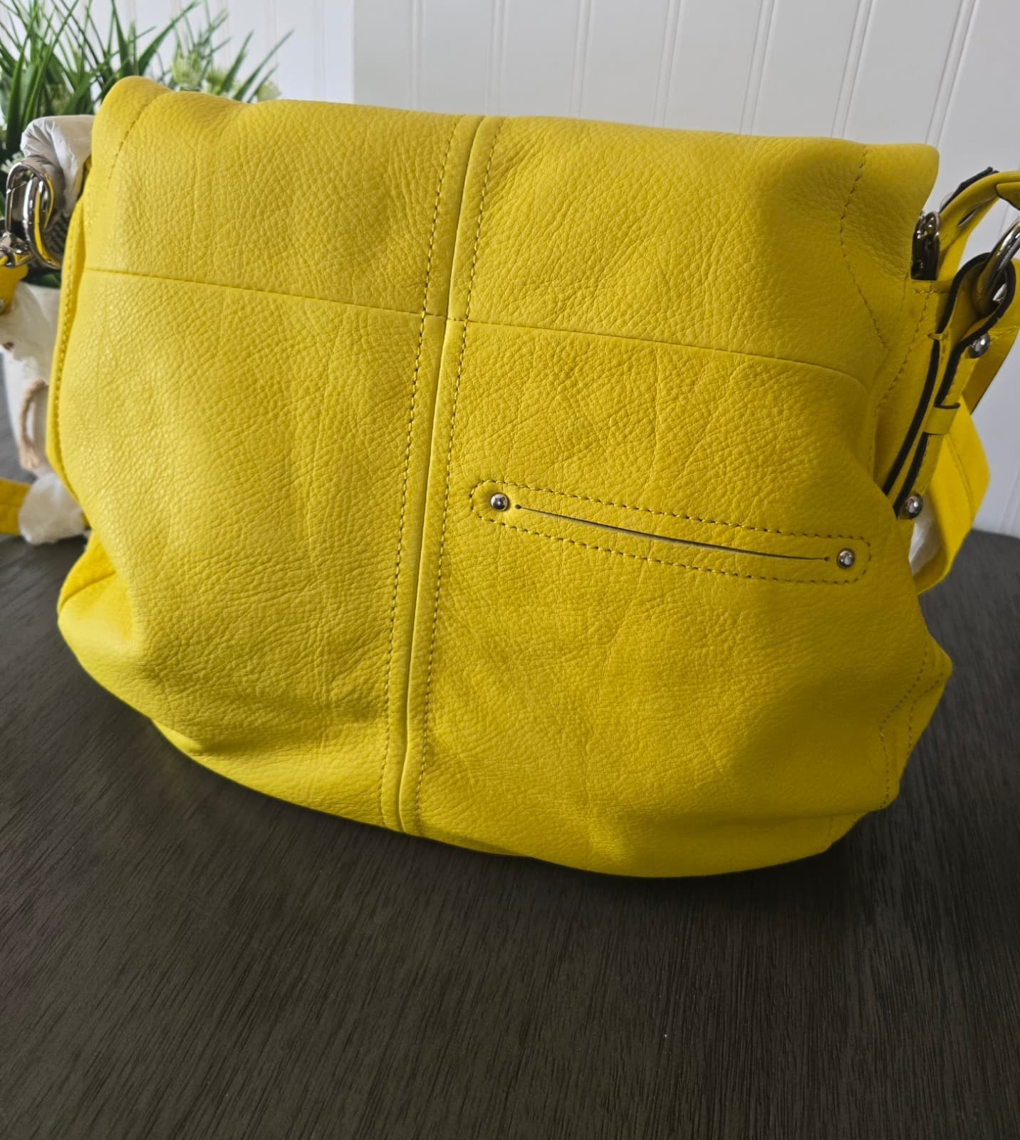 Brand New B. Makowsky Pebbled Leather Crossbody Bag Yellow Leather Purse NWT