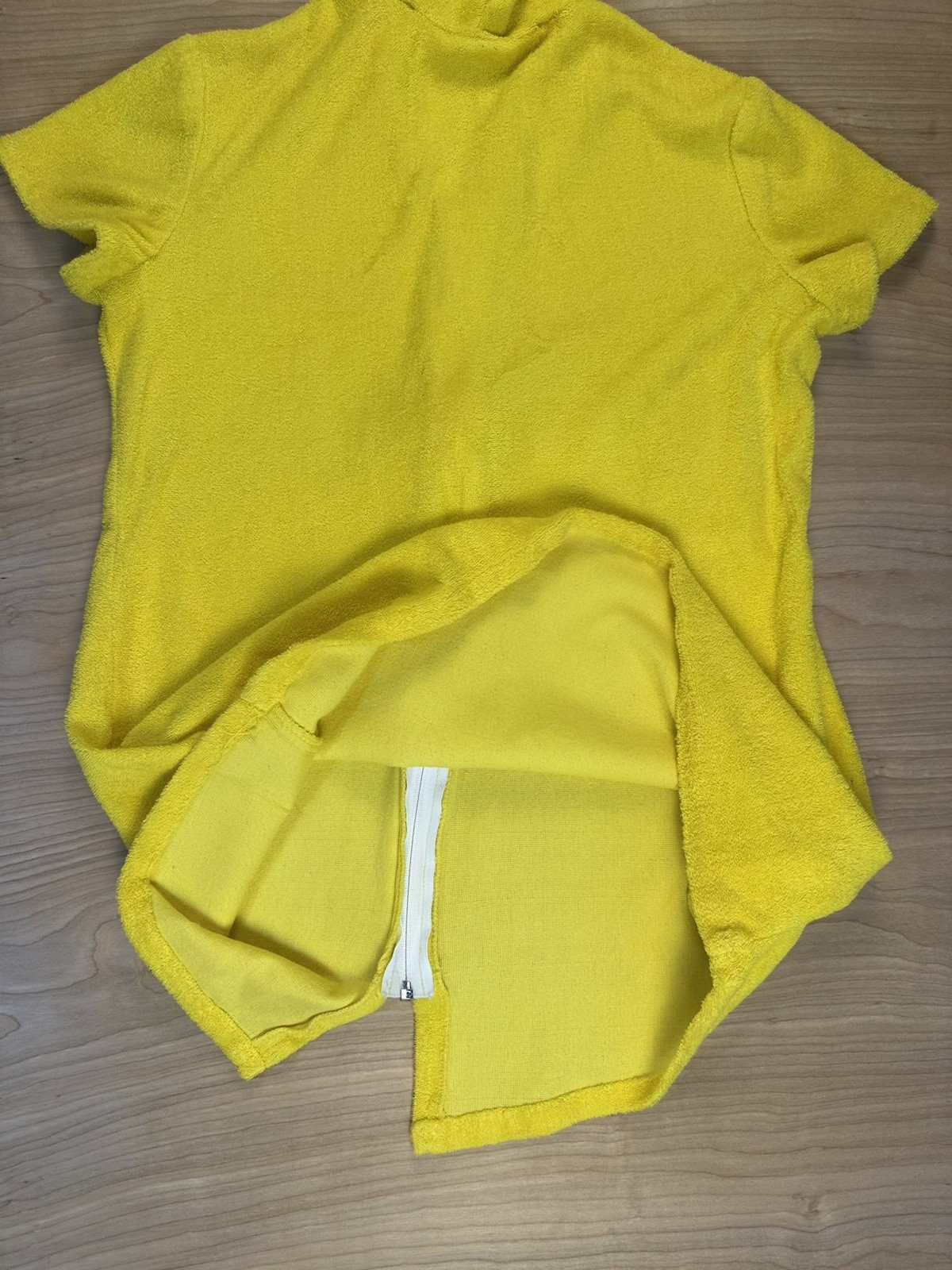 vintage 80’s JC PENNY california YELLOW TERRY CLOTH BEACH COVERUP large HOOD