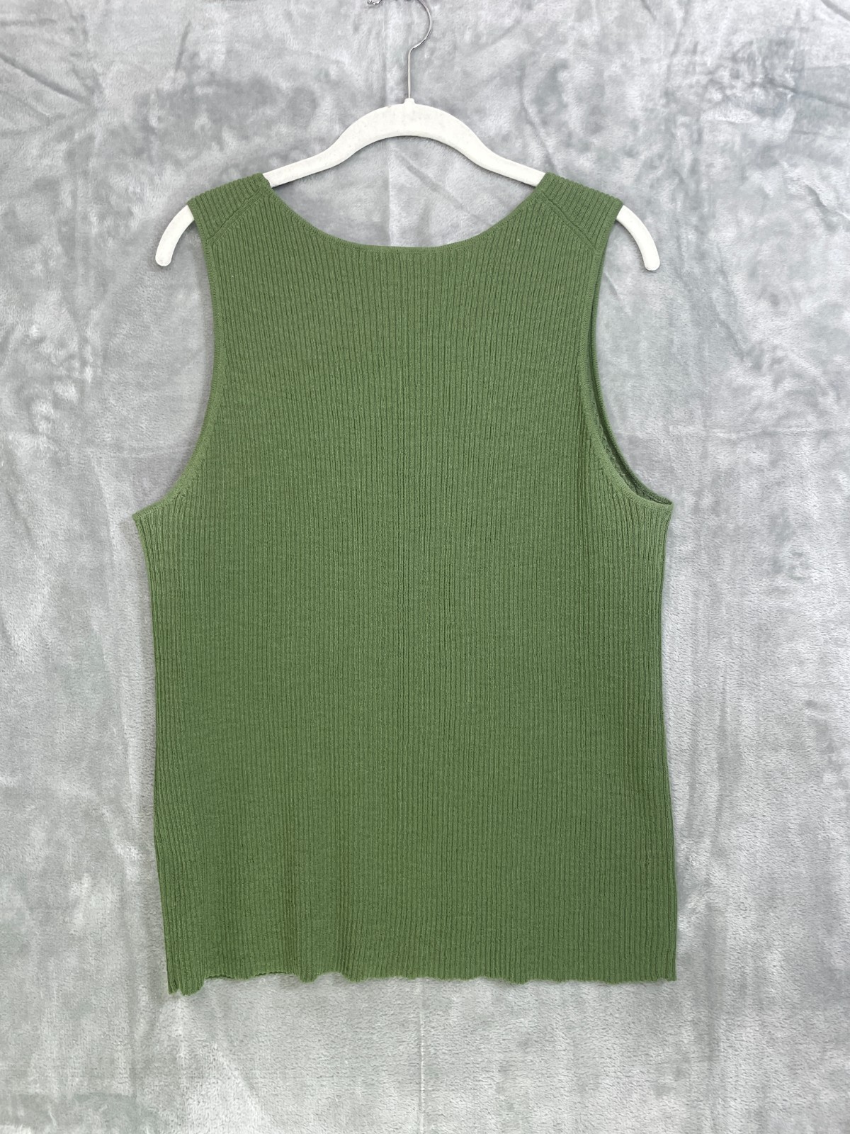Eileen Fisher 100% Wool Open Front Cardigan + Tank Set Size XL Green Minimalist