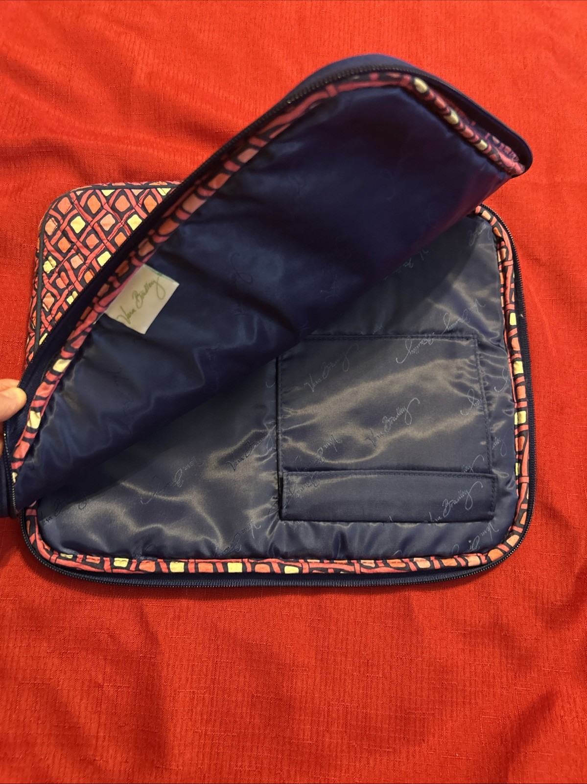 Vera Bradley Quilted Laptop Case / Sleeve 14” (w) x 11.5” Tall. Pink Blue