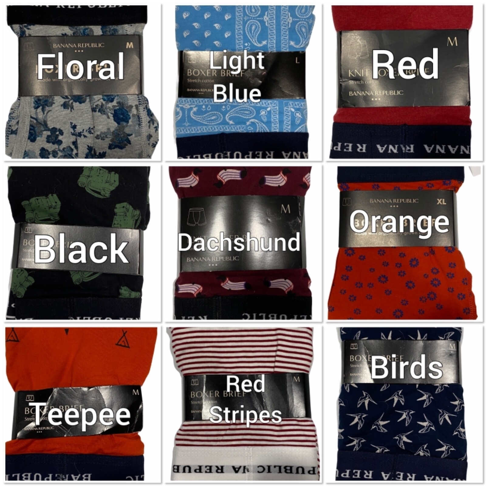 NWT BANANA REPUBLIC Knit Boxer Brief Underwear S-M-L-XL Assorted Colors/Prints