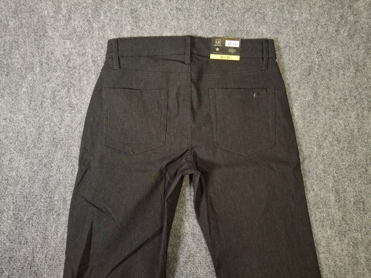 Urban Star Men’s Stretch Relaxed Fit Straight Leg Pants, Black, Size 32×34, New