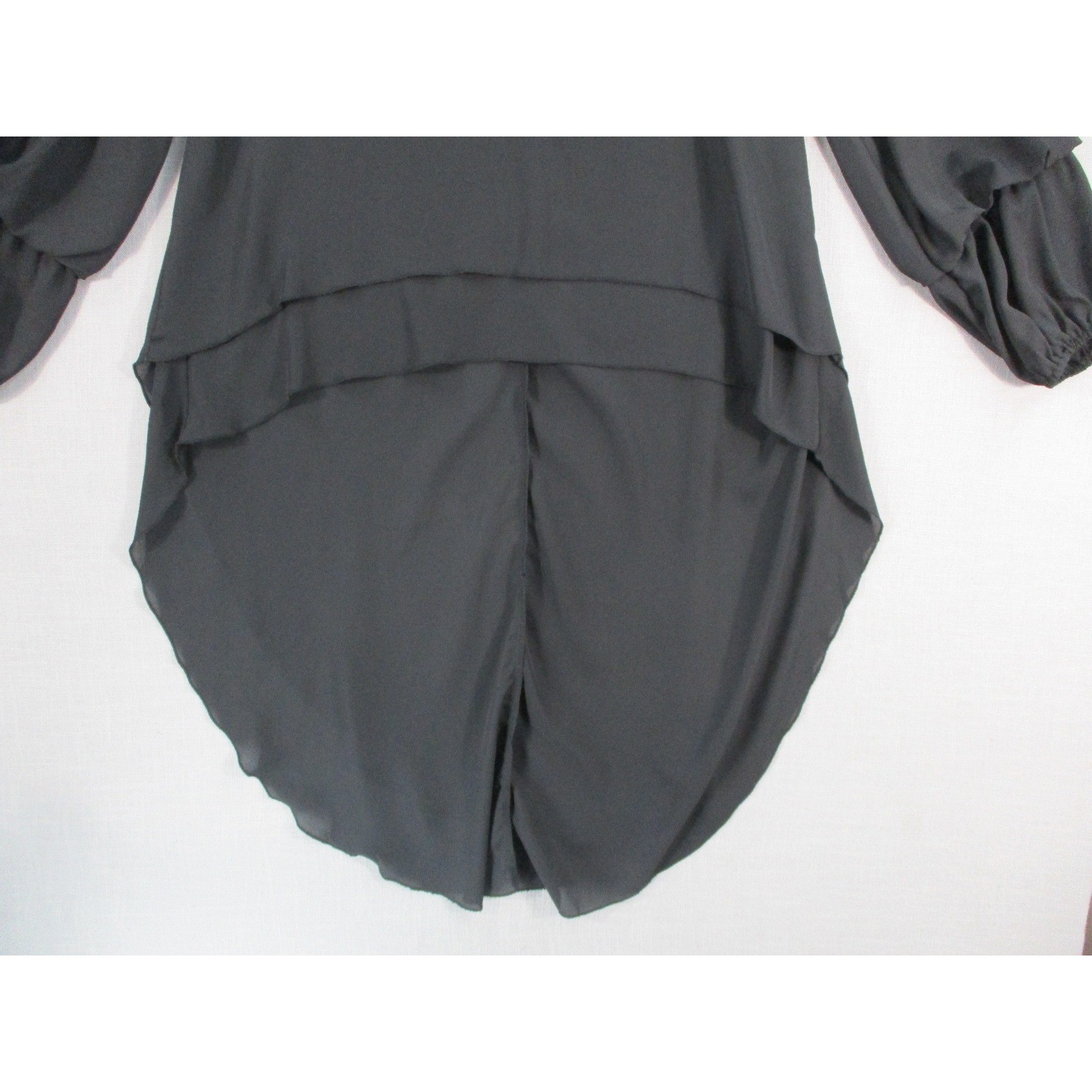 Prettygarden Womens XL Black High Low Tiered Ruffle Sleeve Blouse Top