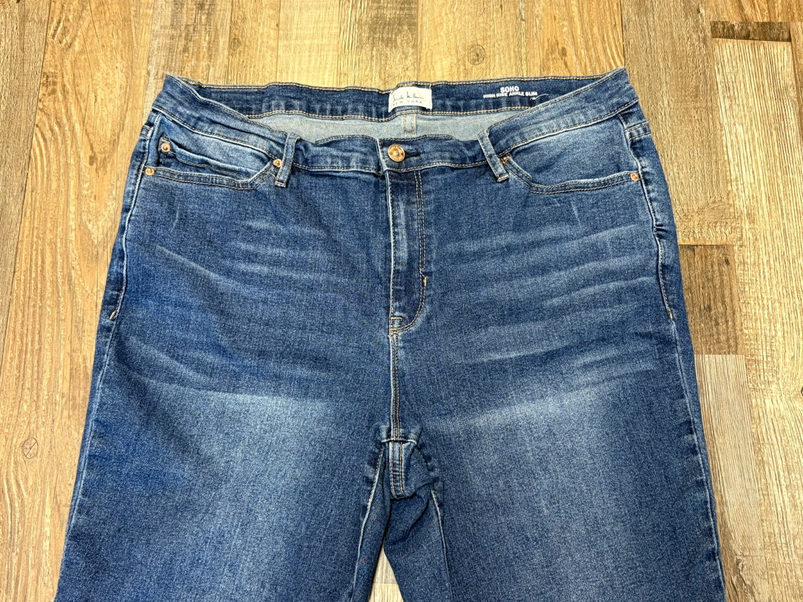 Nicole Miller Soho High Rise Ankle Slim Womens Jeans Size 16 Raw Hem Denim Pants