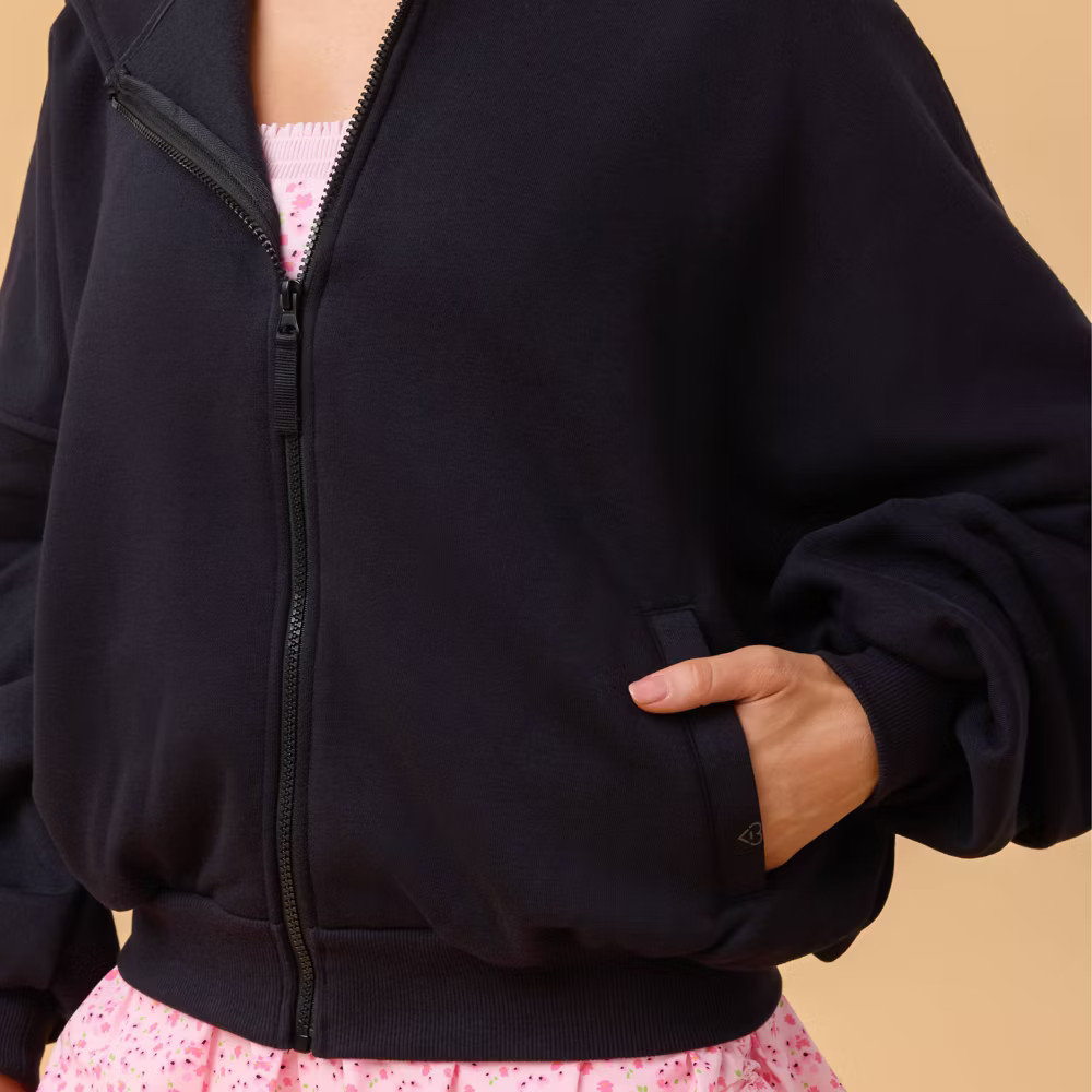 Blogilates Women Mommy & Me Marshmallow Full Zip Hooded Sweatshirt – Dark