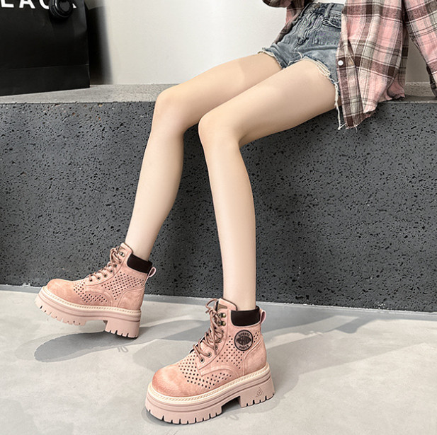 Summer Hollowed Out Ankle Boots Womens Outdoor Hiking High Top Workwear ShoesNew