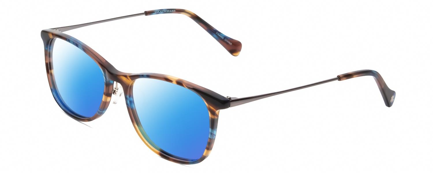 Lucky Brand D510 Unisex Cateye Designer Polarized Sunglasses in Blue Brown 52 mm