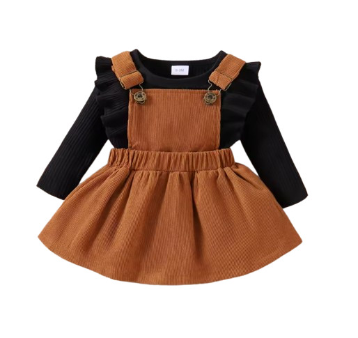 Baby Girls 0–1Y Autumn Set – Comfortable, Minimalist Style in Black and Brown