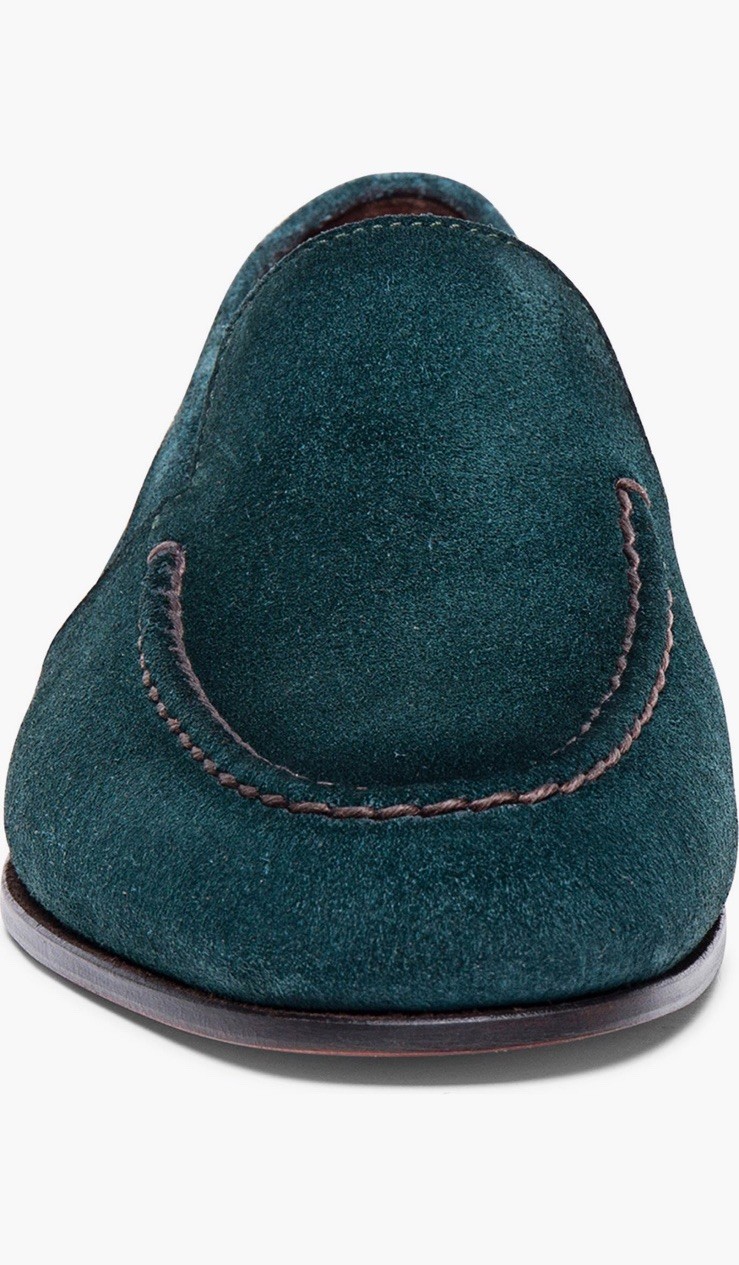 Santoni Men’s Slip-On Shoes Loafers Size 9 US 10 in Green Suede Made in Italy