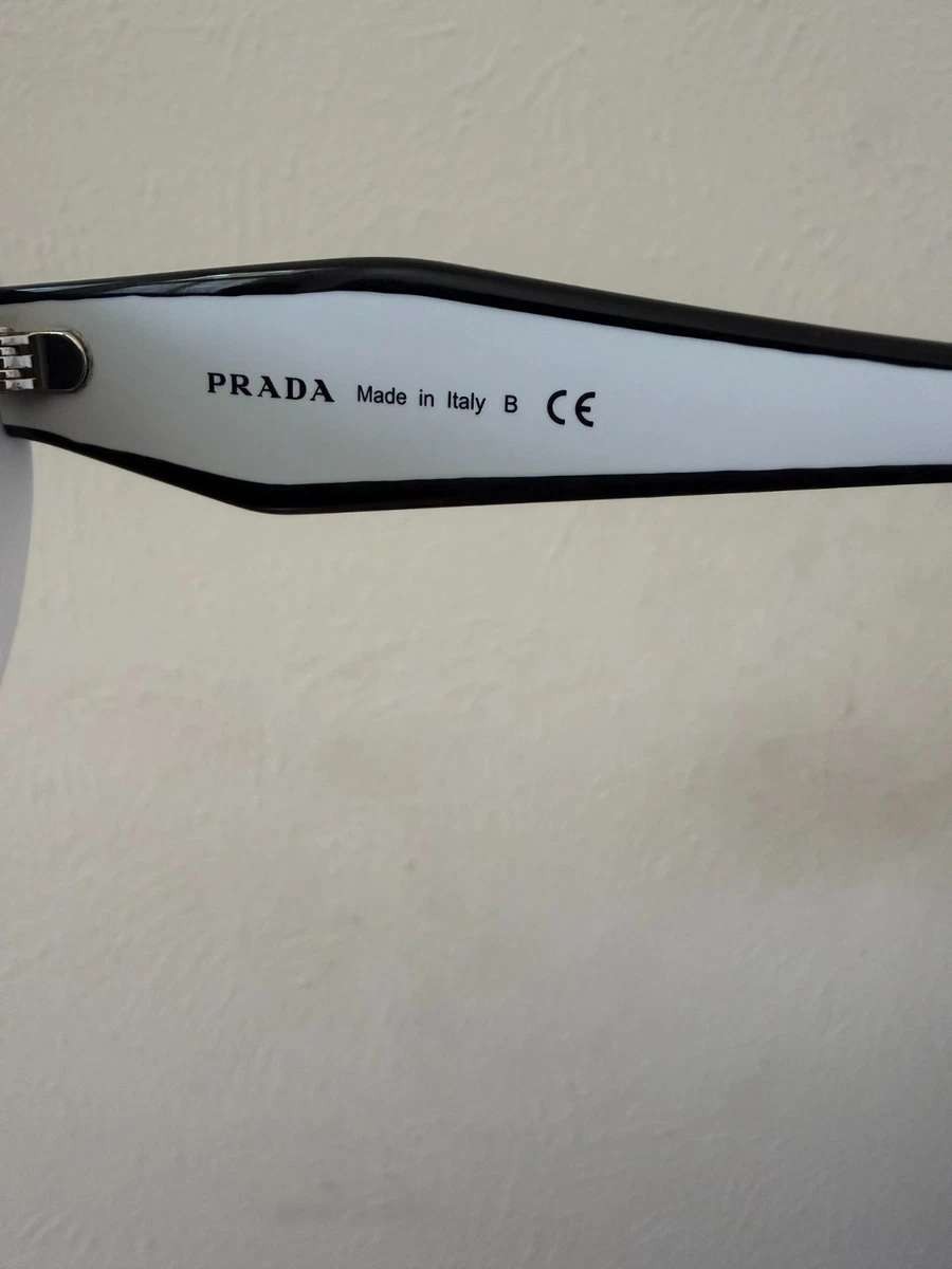 Prada PR 15WS Oversize Square Sunglasses Women Black White Frame UV400 Fast Ship