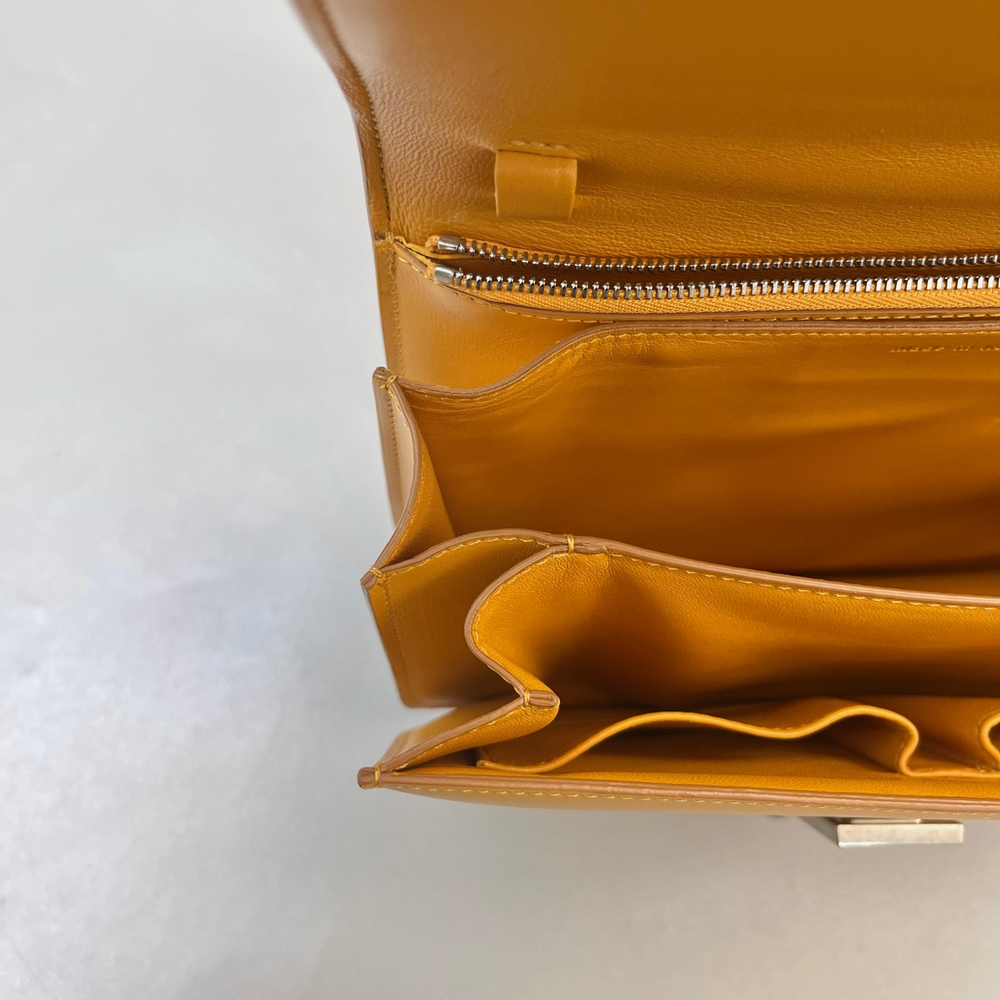 Authentic Celine Classic Box Smooth Calfskin Shoulder Bag Yellow Silver-Tone