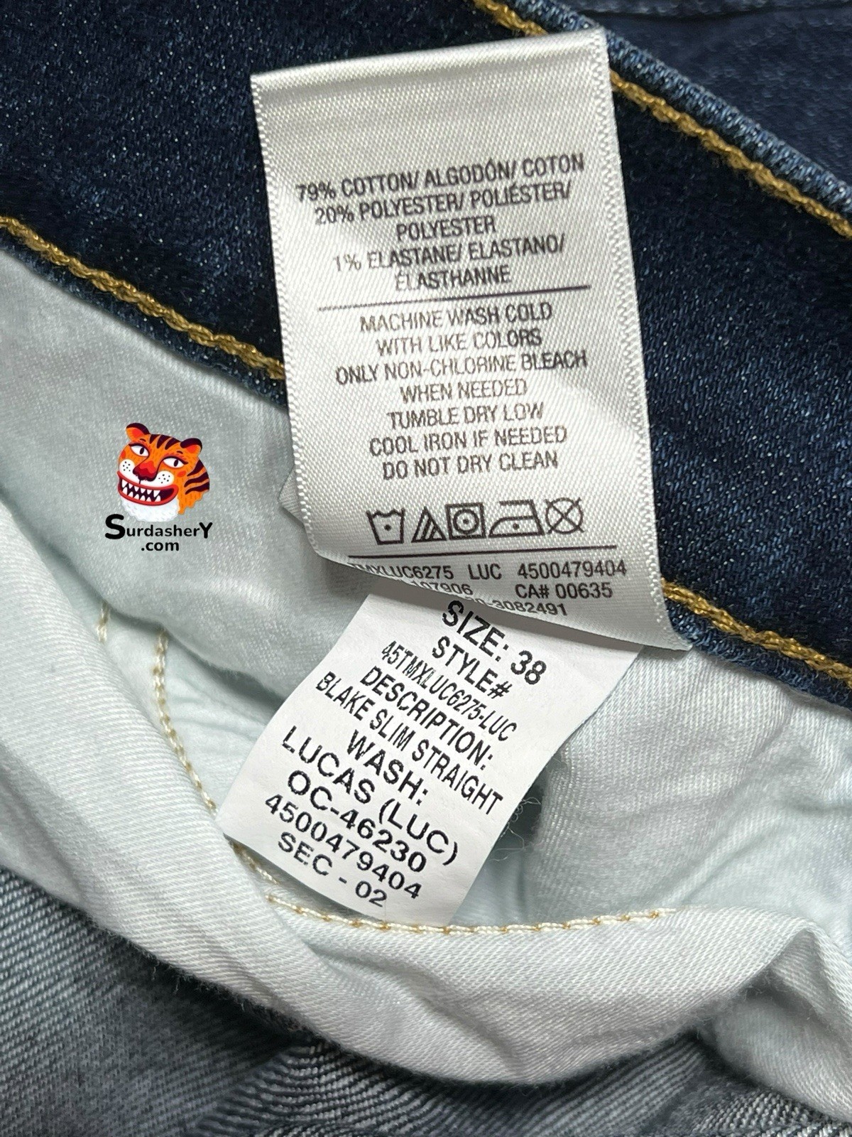 Hudson Blake Slim Straight Jeans Dark Wash Men’s Size 38×34