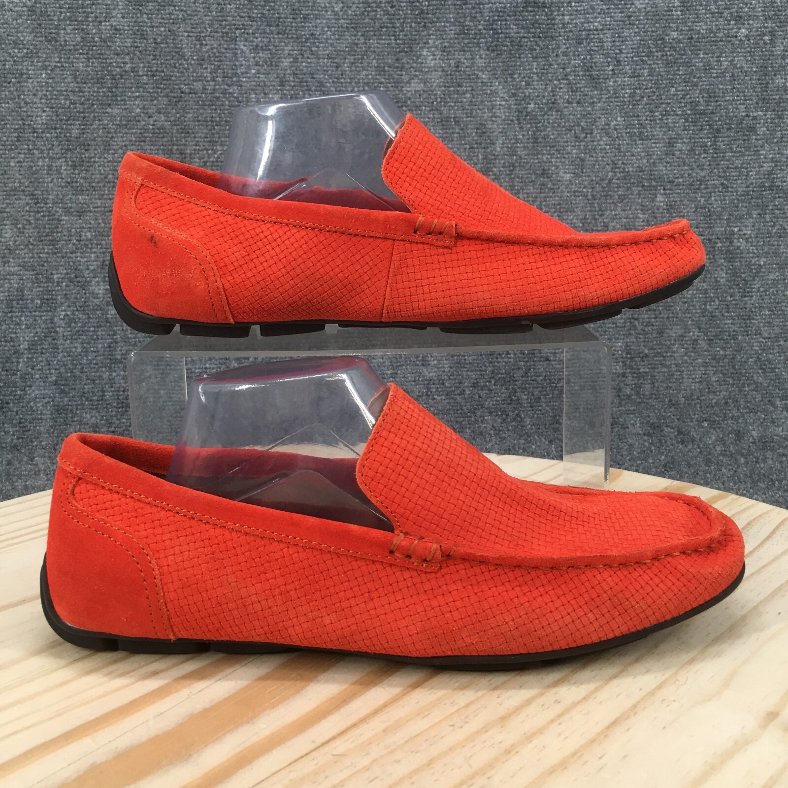Alfani Shoes Mens 9.5 M Kendric Square Toe Loafers Flats Casual Orange Slip On