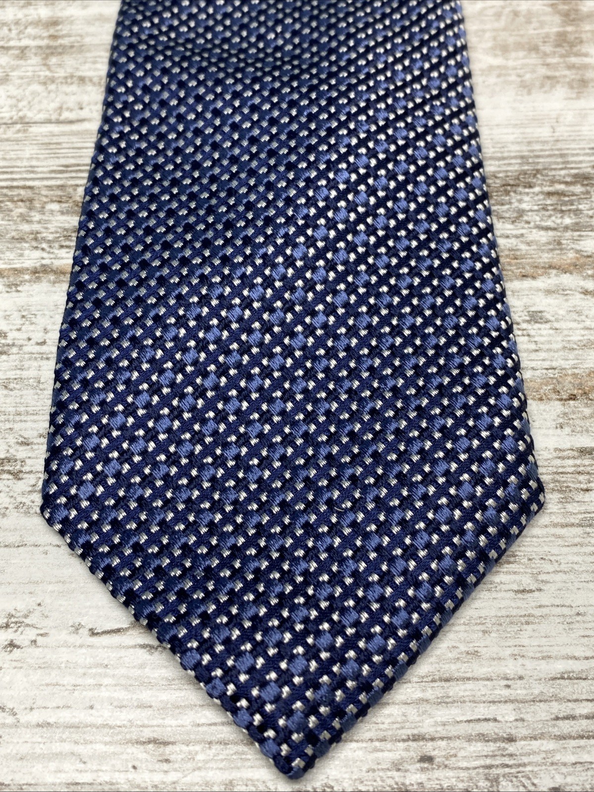 Joseph Abboud Silk Tie Blue Geometric Pattern Made In Italy Slim 2.75” NWT