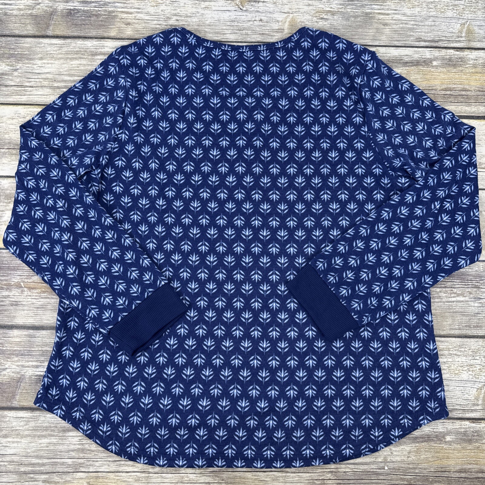 MUK LUKS Hacci Knit Novelty Pajama Set With Eye Mask Size L Navy Lotus NEW