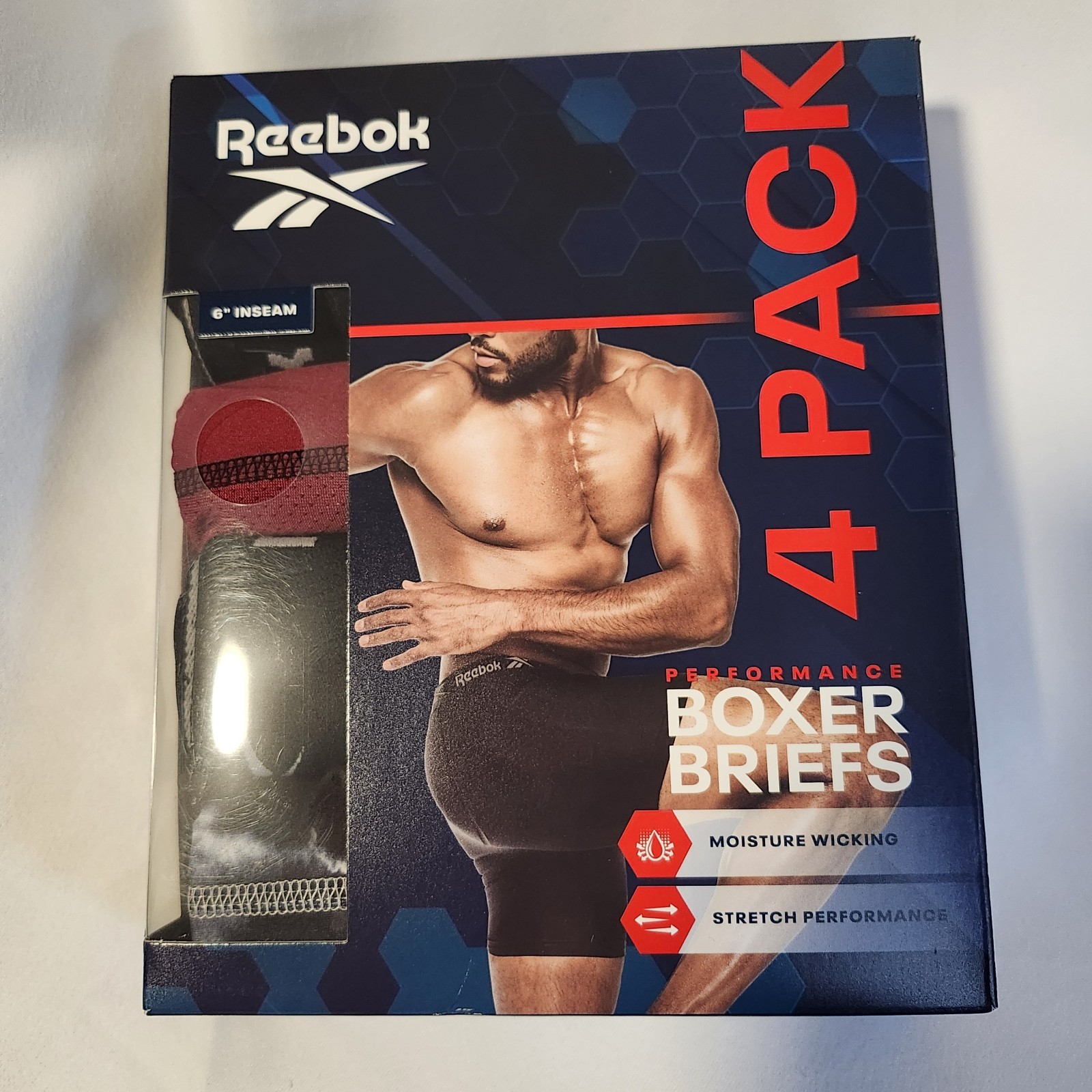 Reebok Boxer Briefs Men Medium 4 Pk Assorted Color Performance Moisture Stretch