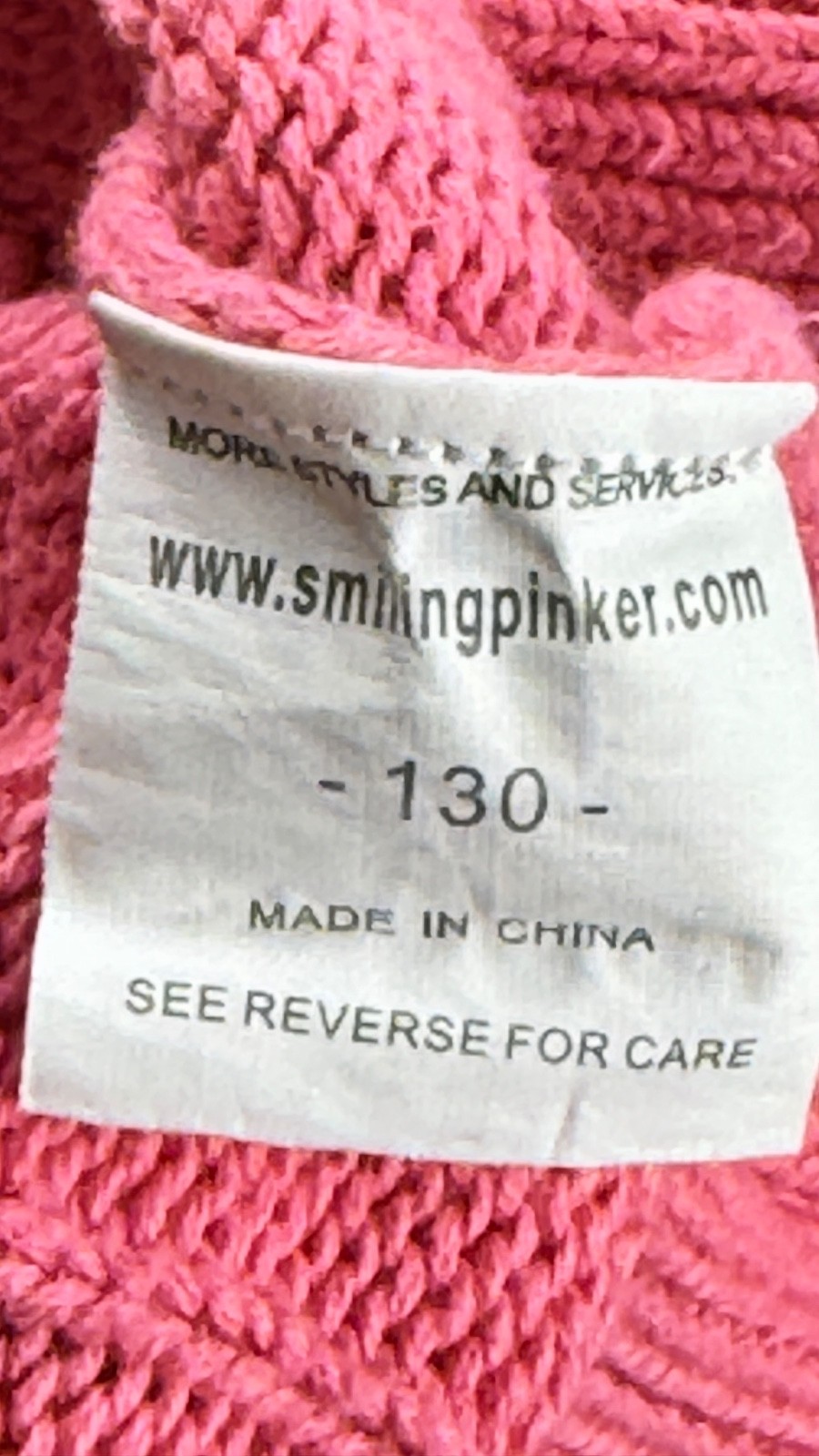Smiling Pinker Girls Cable Knit Cardigan Size 130 (7-8Y) Pink Cotton