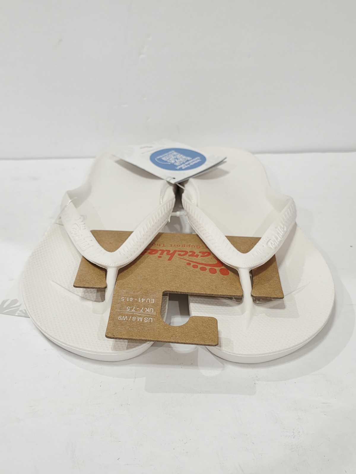 Archies Arch Support Thong WHITE LEATHER Flip Flops Sandal Men 8 Women 9 New