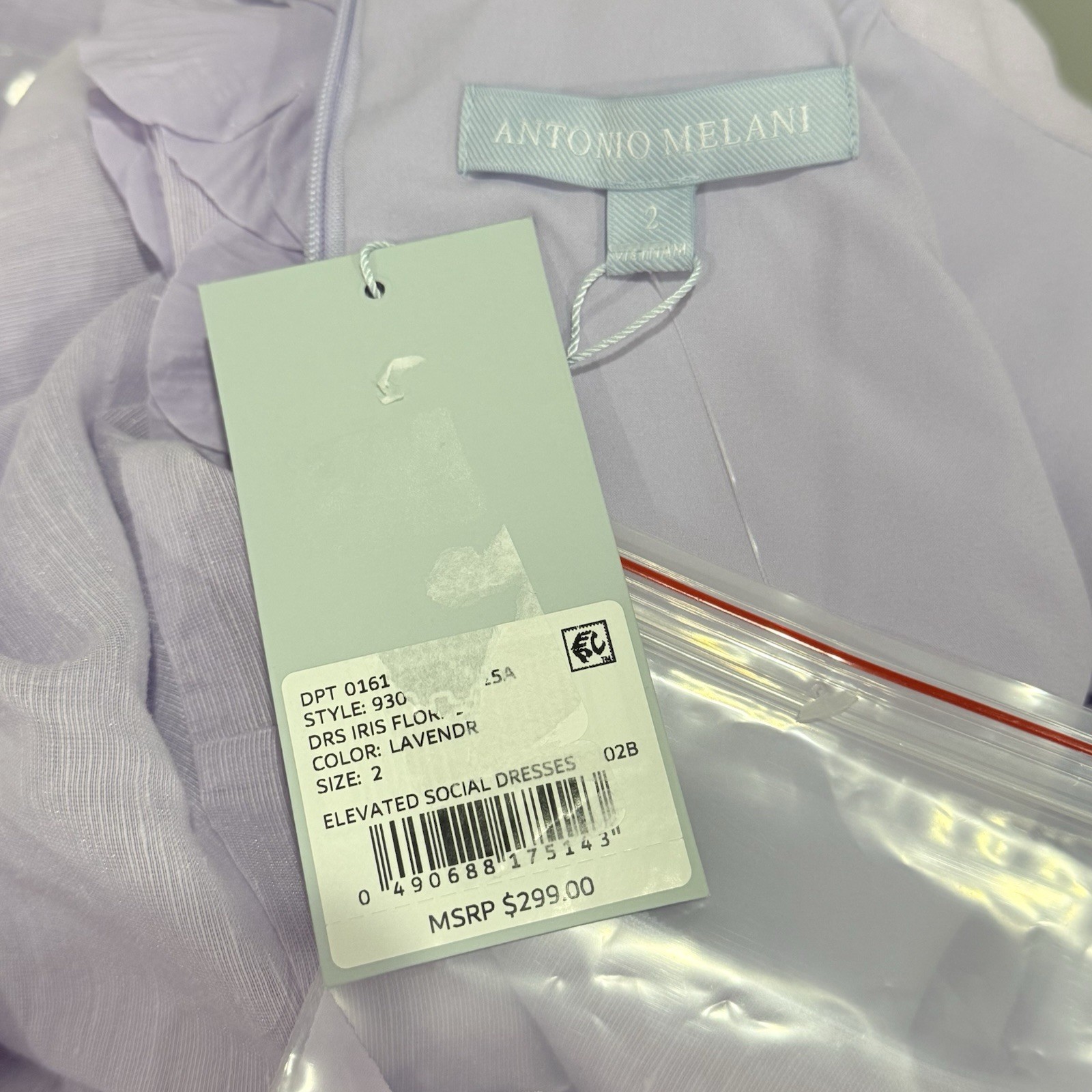 Antonio Melani Size 2 Iris Linen Floral Appliqué Mockneck Minidress Lavender NWT