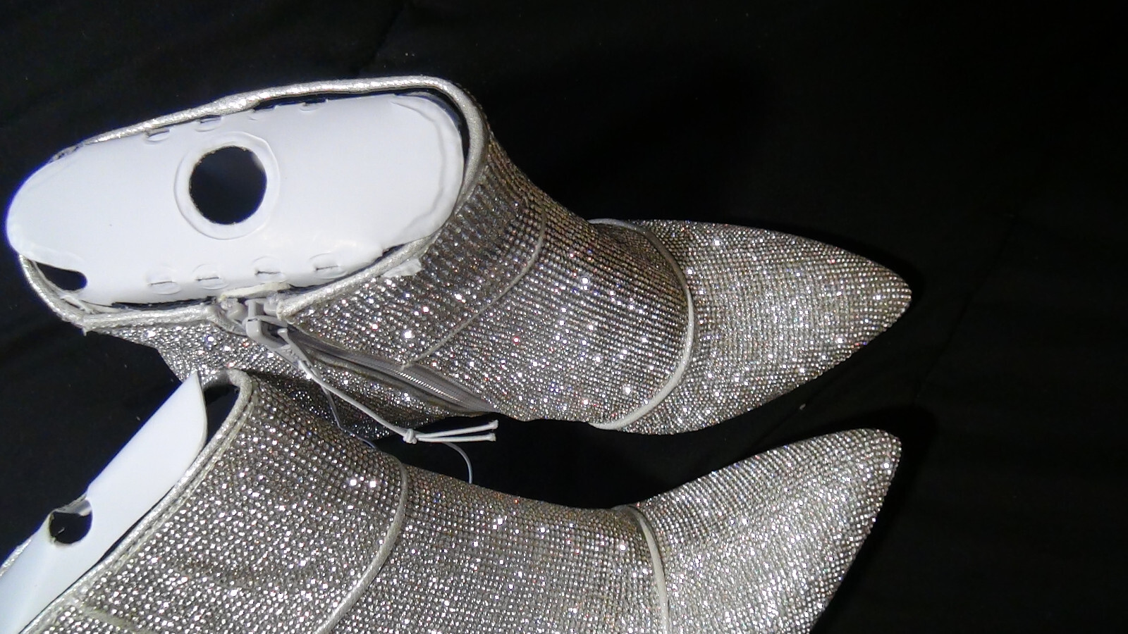 A New Day Cailin Womens Rhinestone Wide Width Ankle Boots Silver Size 7W