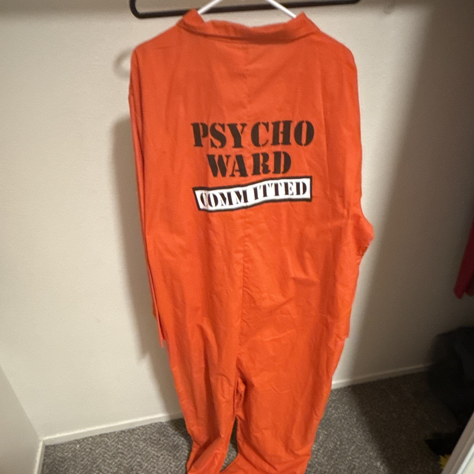 Orange Zip-Front Coveralls Jumpsuit XL Poly/Cotton Twill Prisoner Costume