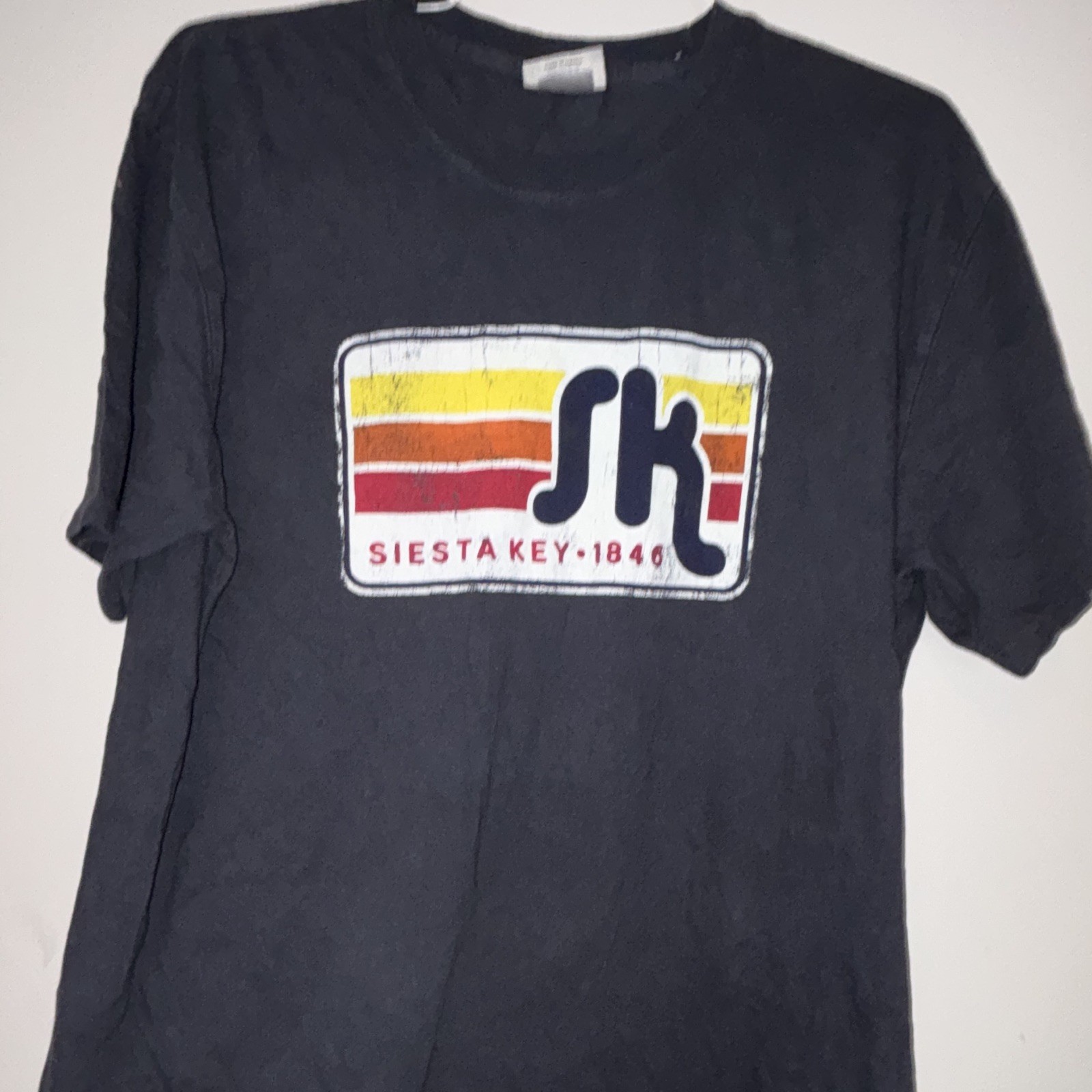 Techstyles Men’s LG1 Black Cotton SK Siesta Key Logo Graphic Crew Neck Tee