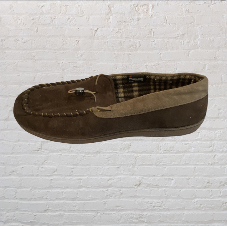 Men’s House Shoe/Slipper, XL, Loafer Style, Rubber Sole, Adjustable for Width