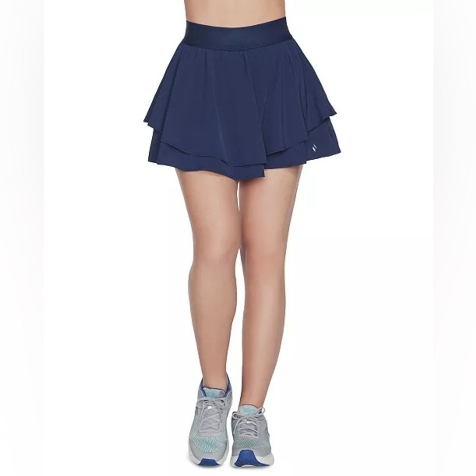 Skechers Solid Navy Sport Court Flowy Pleated Athleisure Tennis Pickleball in L