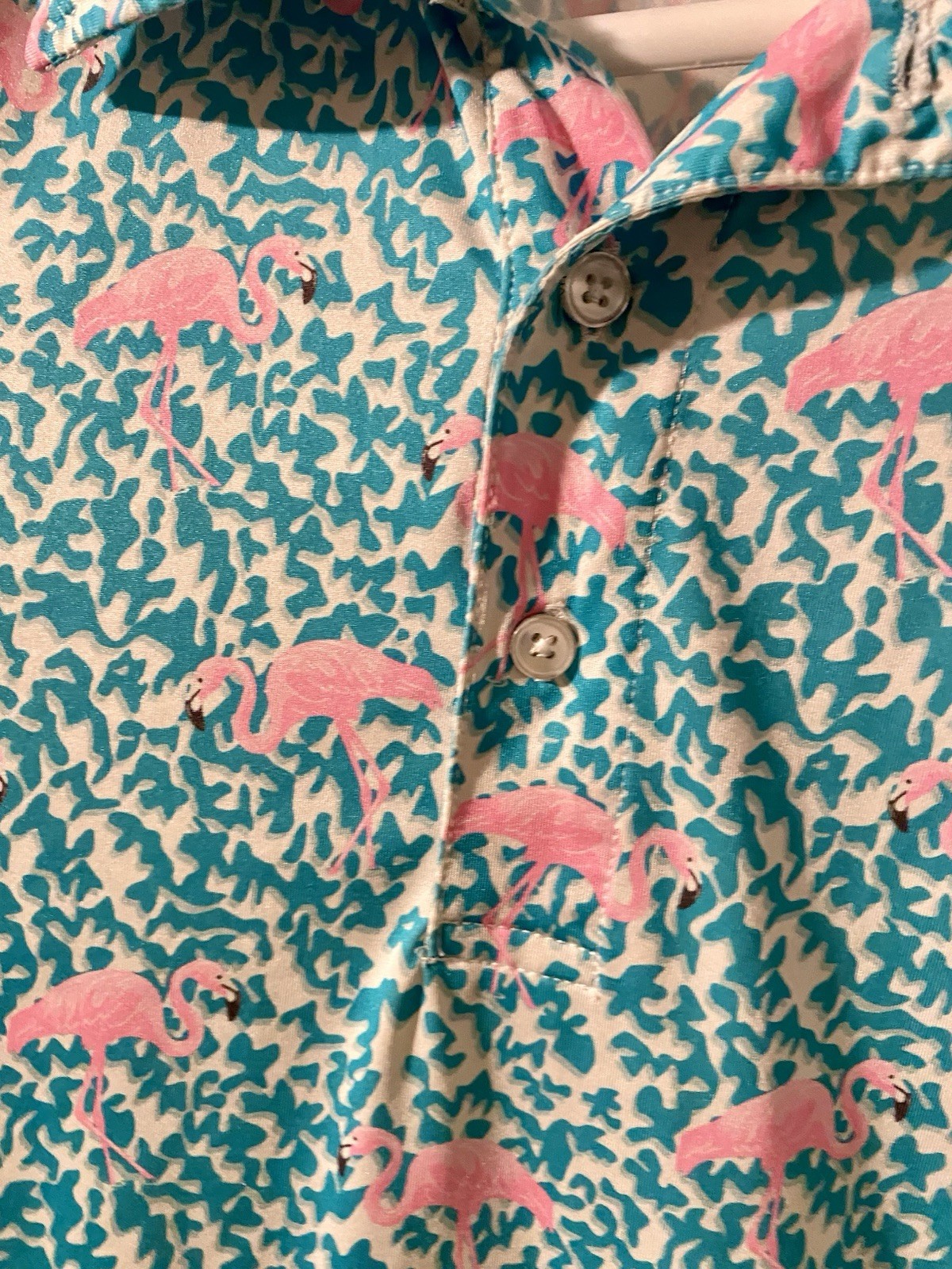 CHUBBIES THE DOMINGO Mens Large Flamingo Print Short Sleeve Golf Polo Shirt